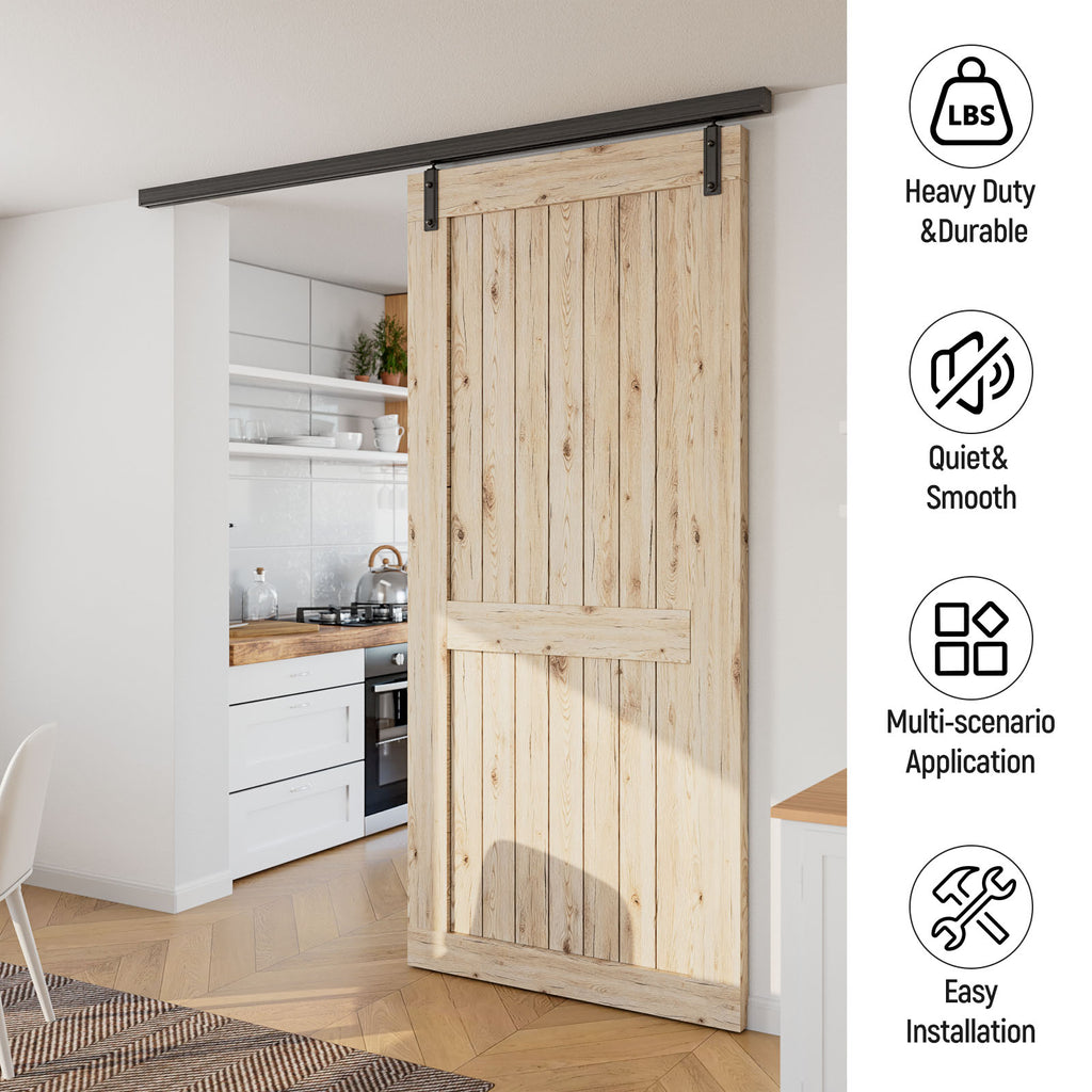 6FT/72'' Ceiling Mount Box Rail Barn Door Hardware Kit,Heavy Duty Aluminium Alloy Sliding Barn Door Track for Indoor/Outdoor,Max 330LBS Load for 1"-1.81" Thick Single Door (No Door)