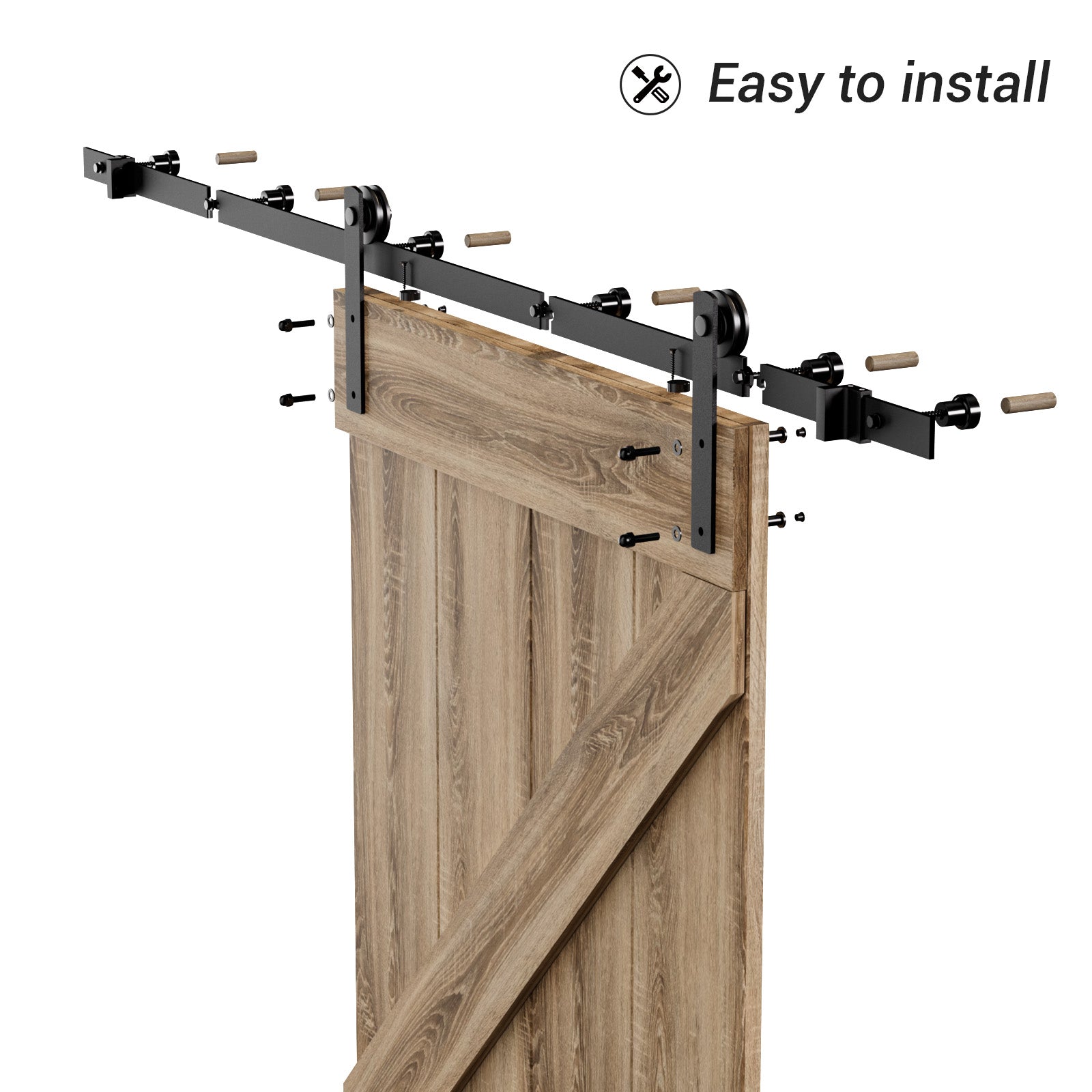 WINOVERCO Sliding Barn Door Hardware Kit with Adjustable U Shape Barn Door Floor Guide, Wall Mount Rail, Splicing Track Kit (Door not Included)