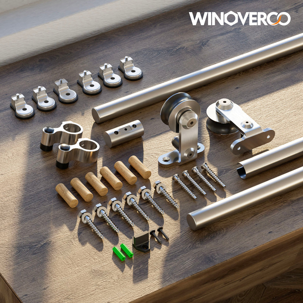 WINOVERCO Stainless Steel Barn Door Hardware Kit