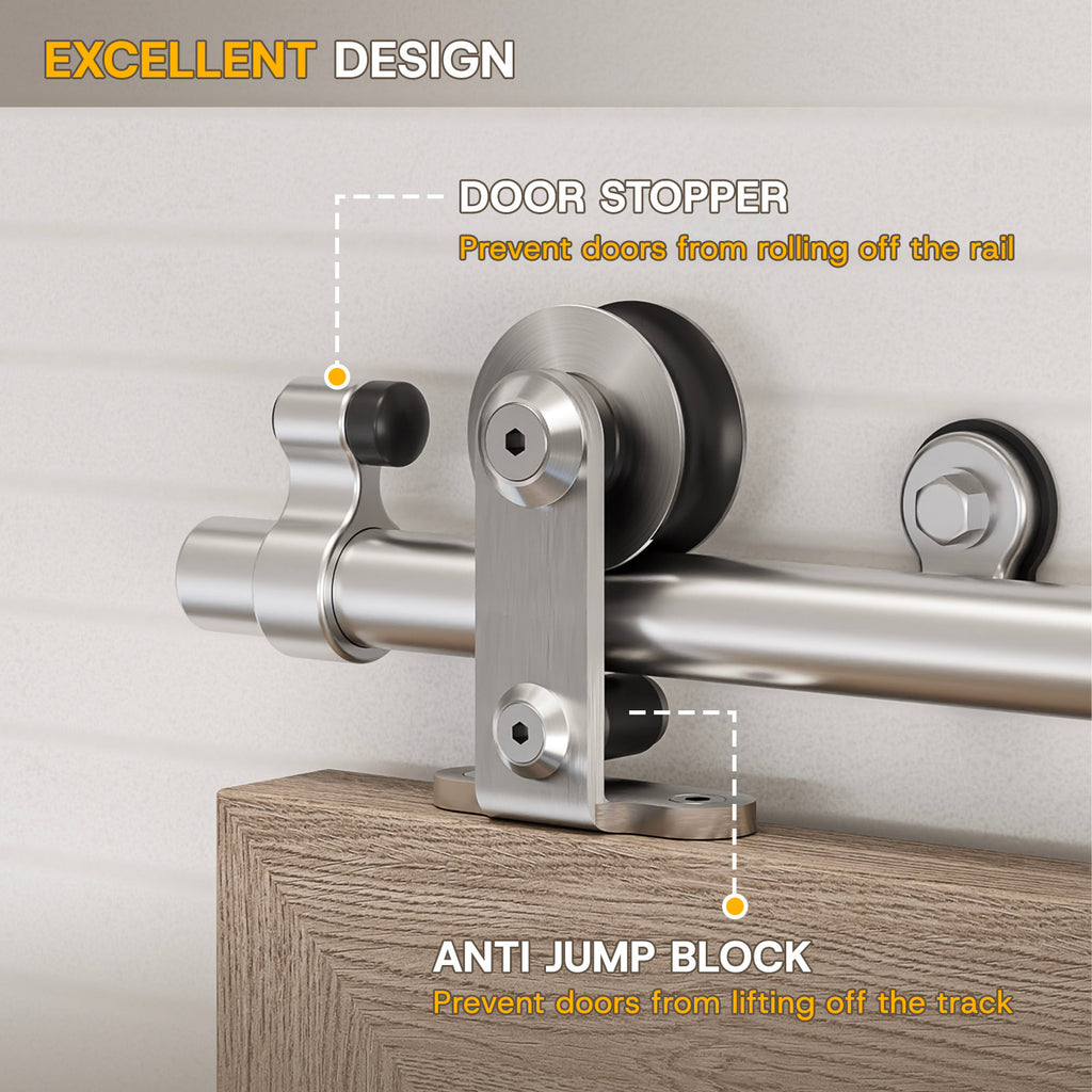 WINOVERCO Stainless Steel Barn Door Hardware Kit