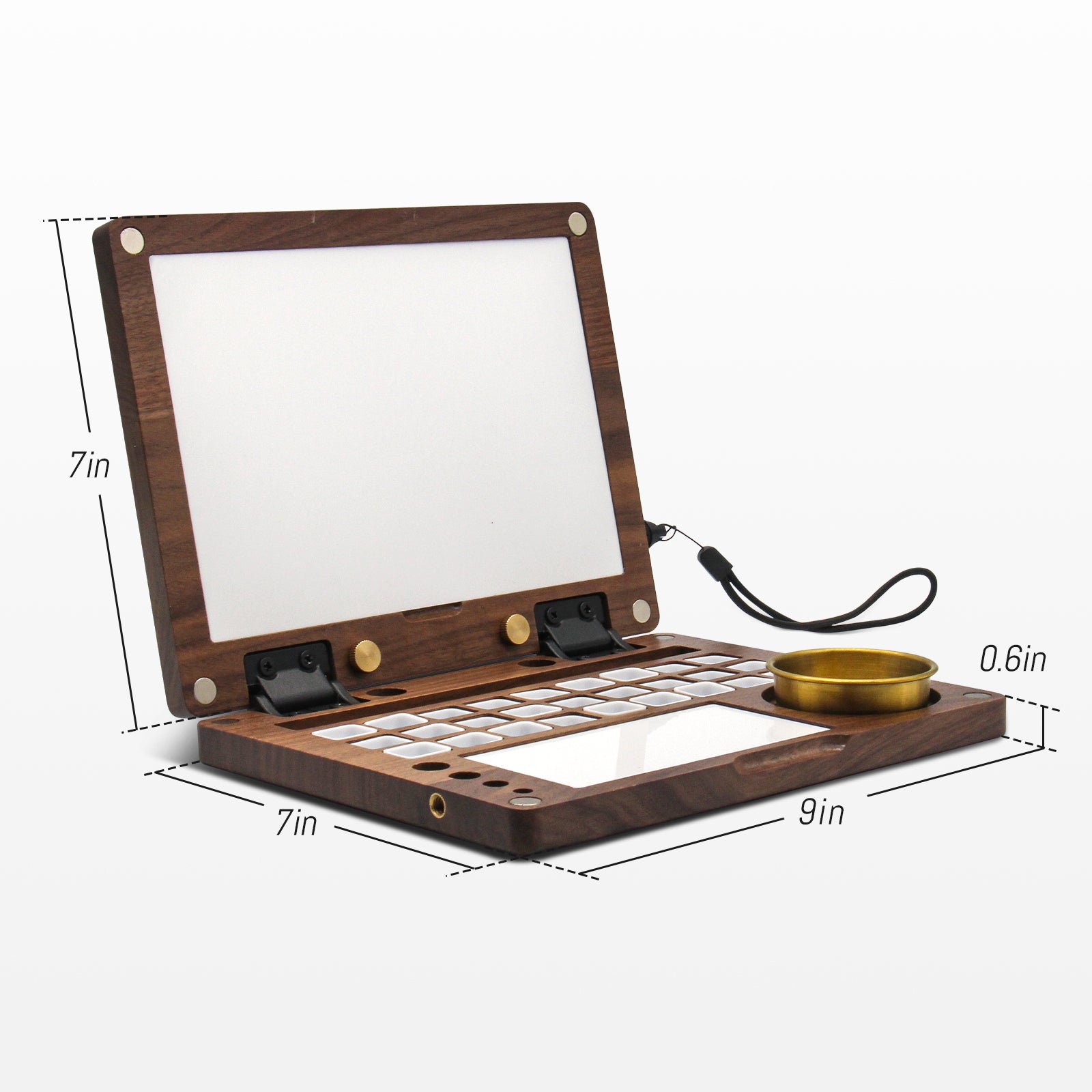 27 Grid Portable Black Walnut Wooden Watercolor Palette, Travel Paint Tray with Mixing Area & Brush Wash Canister, Detachable Grid for Multi-Paint, Brown (No Paint & Stand)