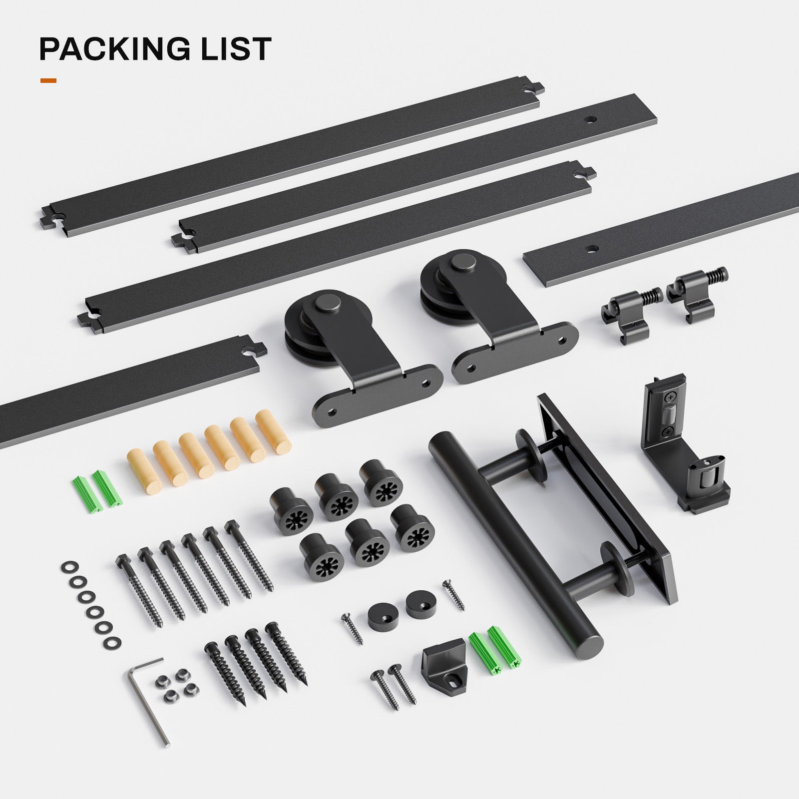 WINOVERCO Barn Door Hardware kit(Whole Set Include Sliding Barn Door Track Kit & Barn Door Handle & Floor Guide) -Heavy Duty