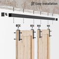 10FT/120'' Ceiling Mount Box Rail Barn Door Hardware Kit,Heavy Duty Aluminium Alloy Sliding Barn Door Track for Indoor/Outdoor,Max 330LBS Load for 1"-1.81" Thick Double Door (No Door)