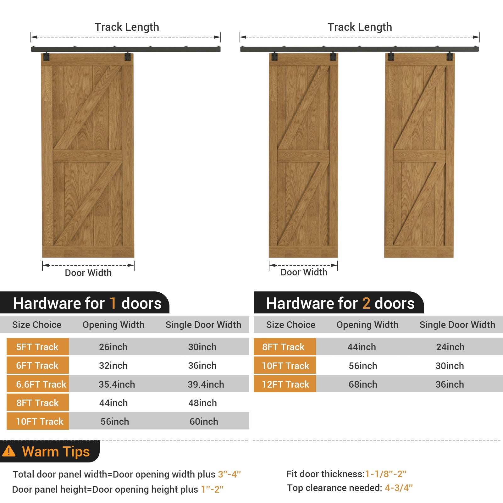 6FT/72'' Exterior Sliding Barn Door Hardware Kit, Box Rail Track,Heavy Duty Aluminium Alloy Wall Mount Kit for Indoor/Outdoor Single Door Use(NO Door)