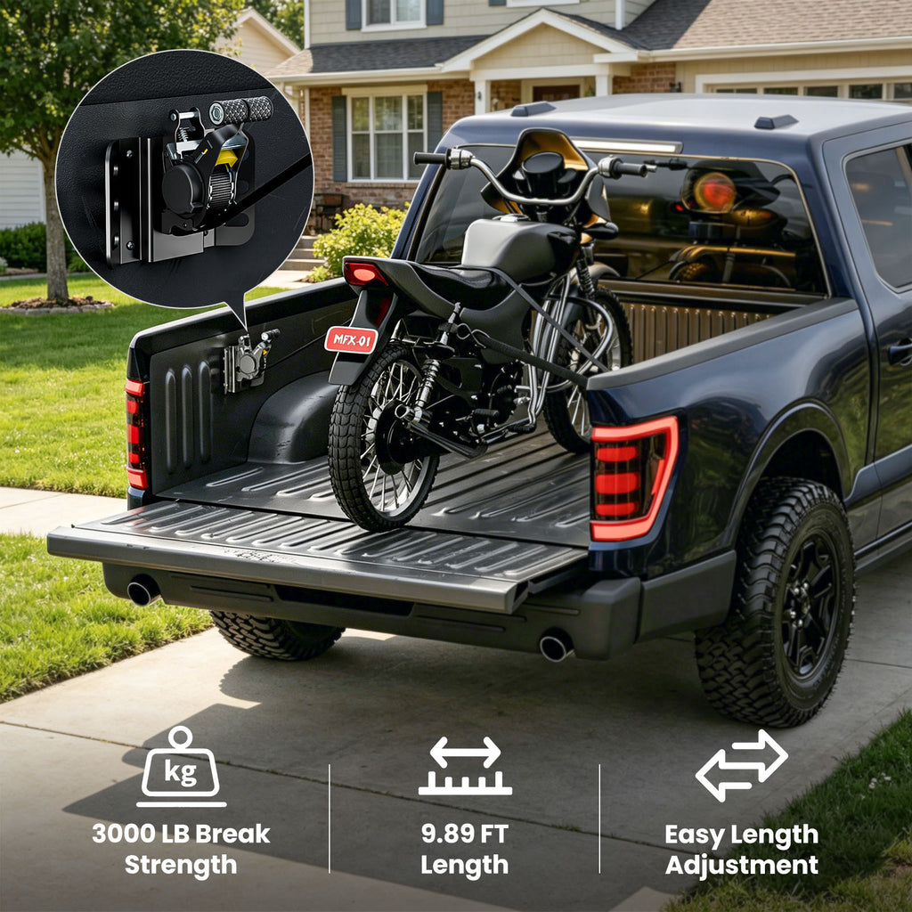 WINOVERCO Retractable Ratchet Straps, 2PCS Heavy Duty Tie Down Straps Compatible with 2015-2025 Ford F150 Truck Bed Accessories