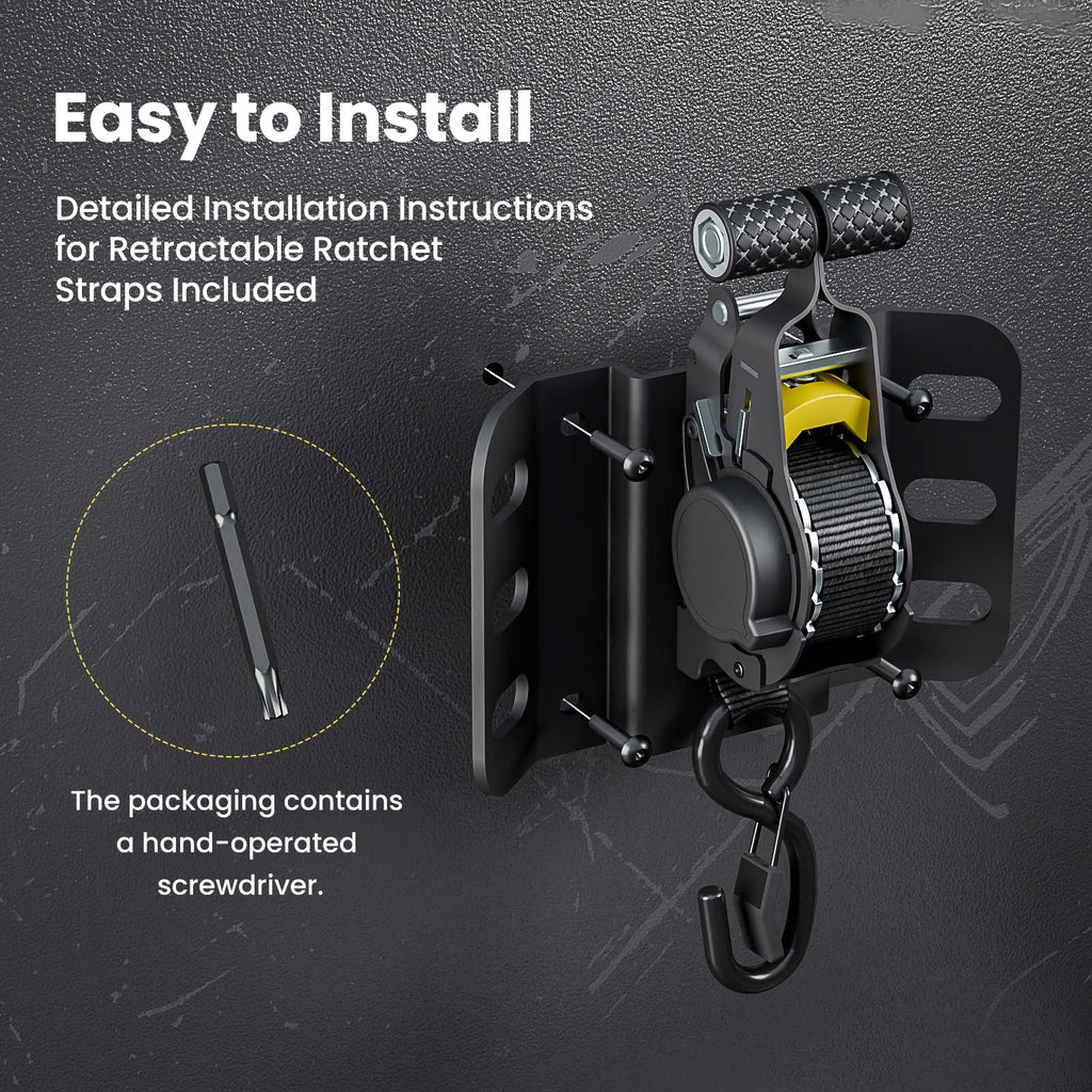 WINOVERCO Retractable Ratchet Straps, 2PCS Heavy Duty Tie Down Straps Compatible with 2015-2025 Ford F150 Truck Bed Accessories