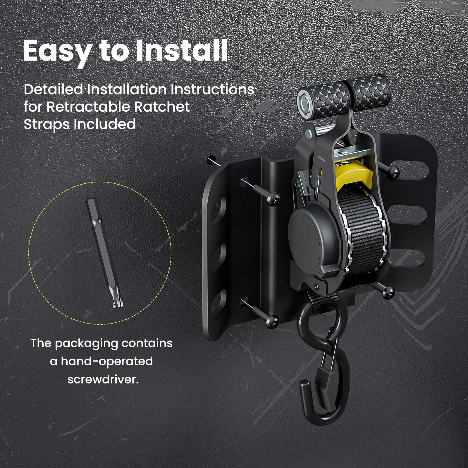 WINOVERCO Retractable Ratchet Straps, 2PCS Heavy Duty Tie Down Straps Compatible with 2015-2025 Ford F150 Truck Bed Accessories