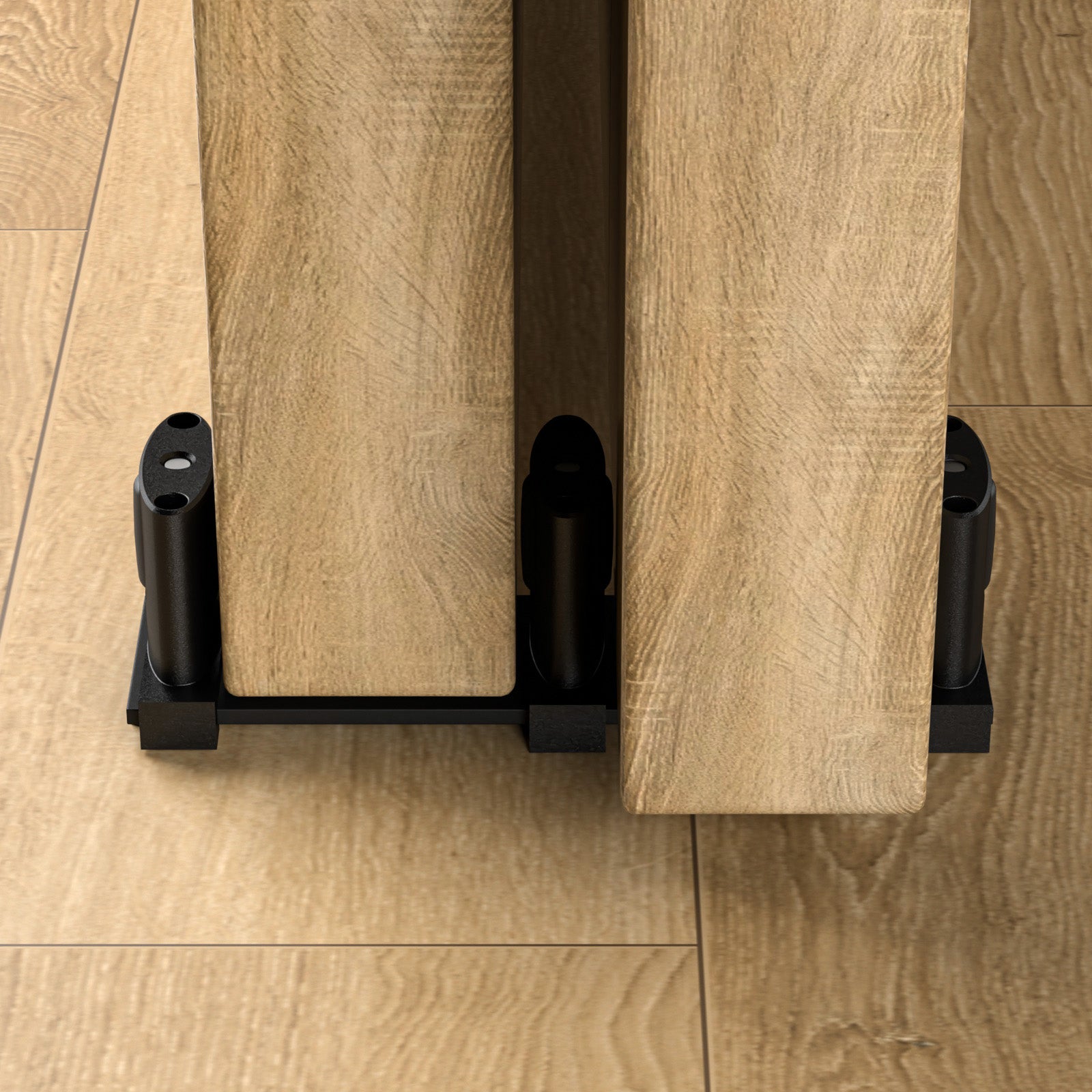 WINOVERCO Sliding Closet Door Floor Guide,Adjustable Bypass Door Guide for Floor,Update 3-Roller Design,Black