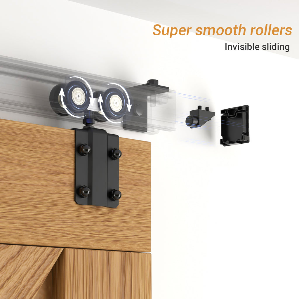 6FT/72'' Exterior Sliding Barn Door Hardware Kit, Box Rail Track,Heavy Duty Aluminium Alloy Wall Mount Kit for Indoor/Outdoor Single Door Use(NO Door)