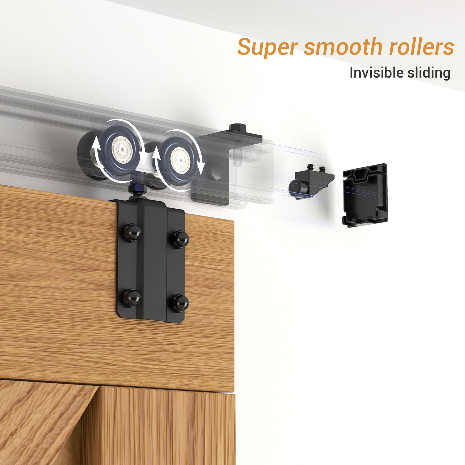 6FT/72'' Exterior Sliding Barn Door Hardware Kit, Box Rail Track,Heavy Duty Aluminium Alloy Wall Mount Kit for Indoor/Outdoor Single Door Use(NO Door)