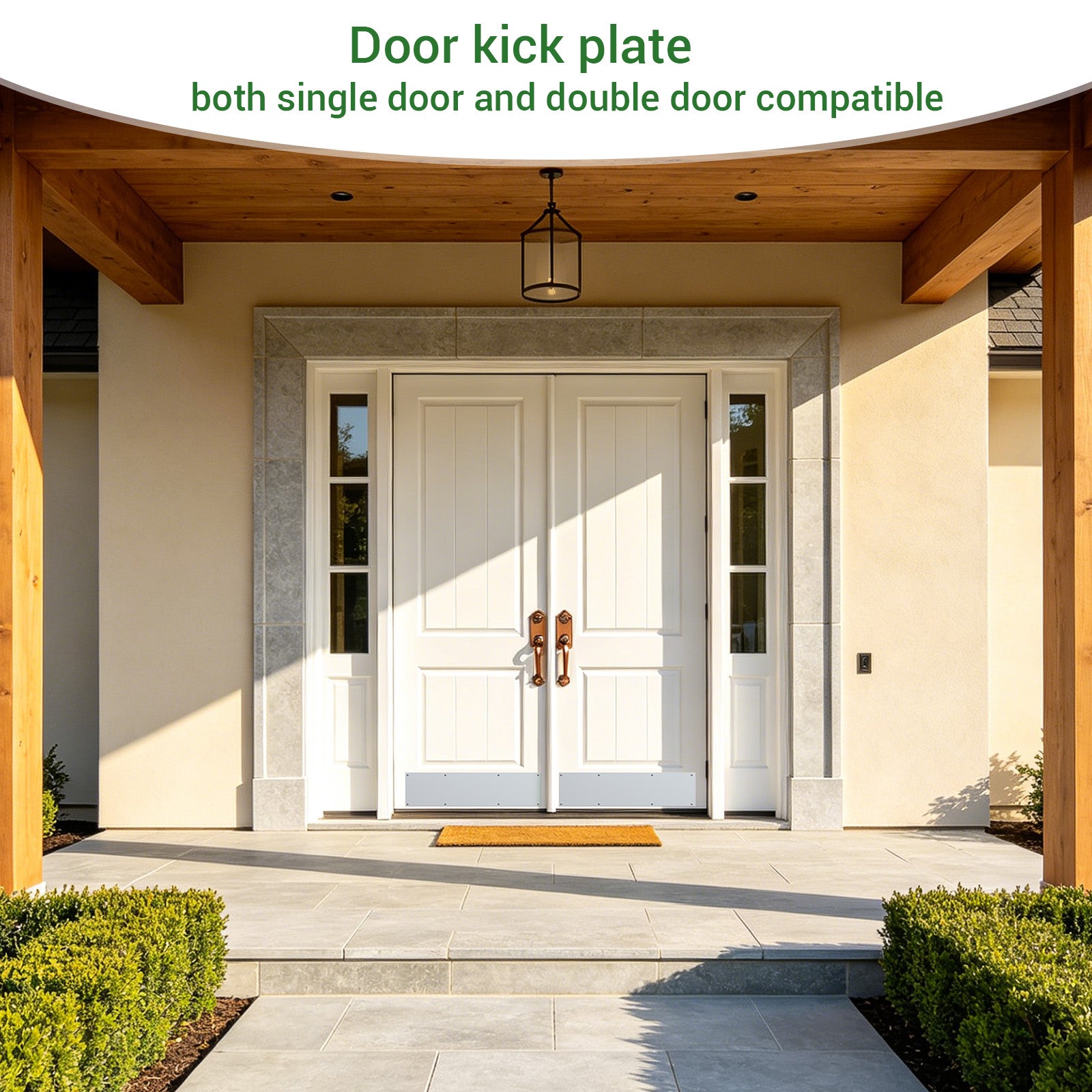 Door Push Plate, 2 Pack Metal Kickplate for Bottom of Door,4x16 inch Anti Scratch Door Protector Rounded Corners for Interior Exterior Doors Galvanized Iron Sheet Silver