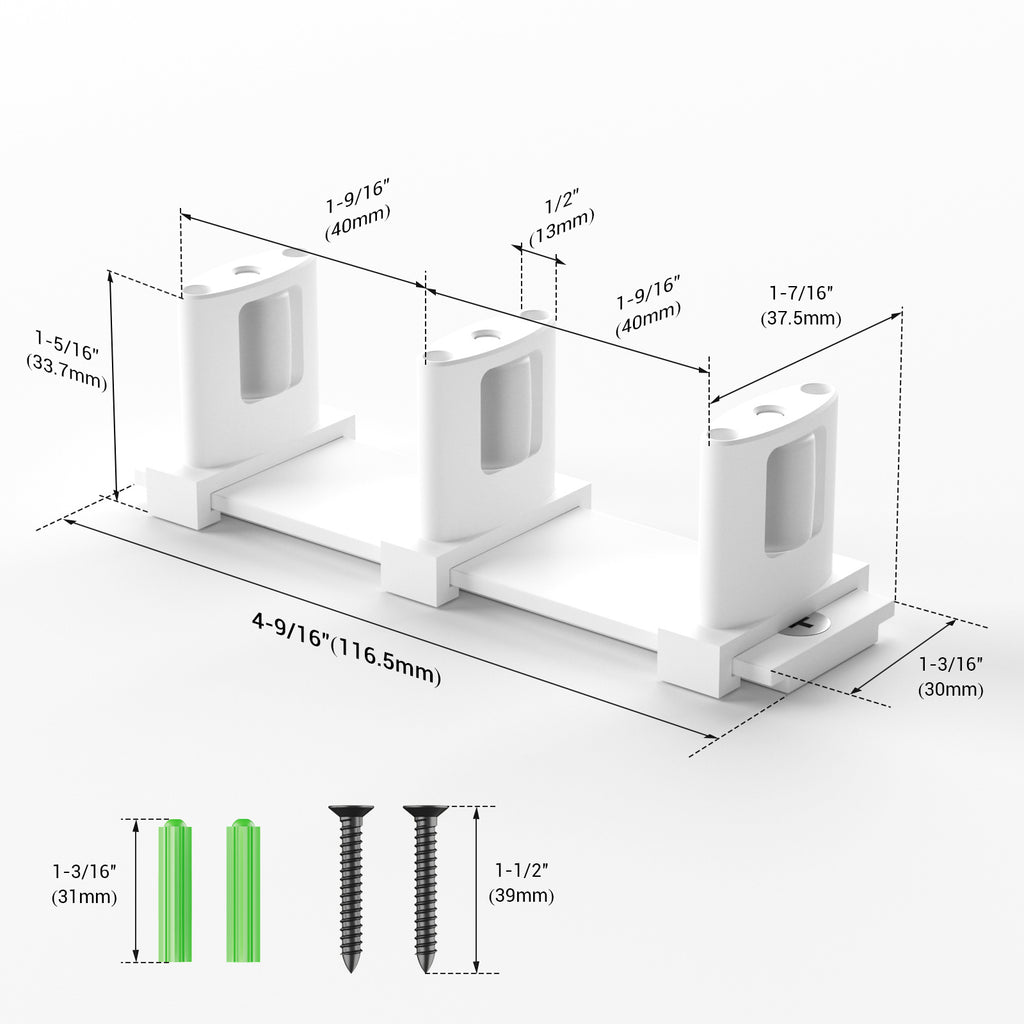 WINOVERCO Sliding Closet Door Floor Guide,Adjustable Bypass Door Guide for Floor,Update 3-Roller Design,White