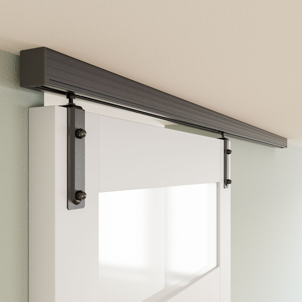 6FT/72'' Ceiling Mount Box Rail Barn Door Hardware Kit,Heavy Duty Aluminium Alloy Sliding Barn Door Track for Indoor/Outdoor,Max 330LBS Load for 1"-1.81" Thick Single Door (No Door)