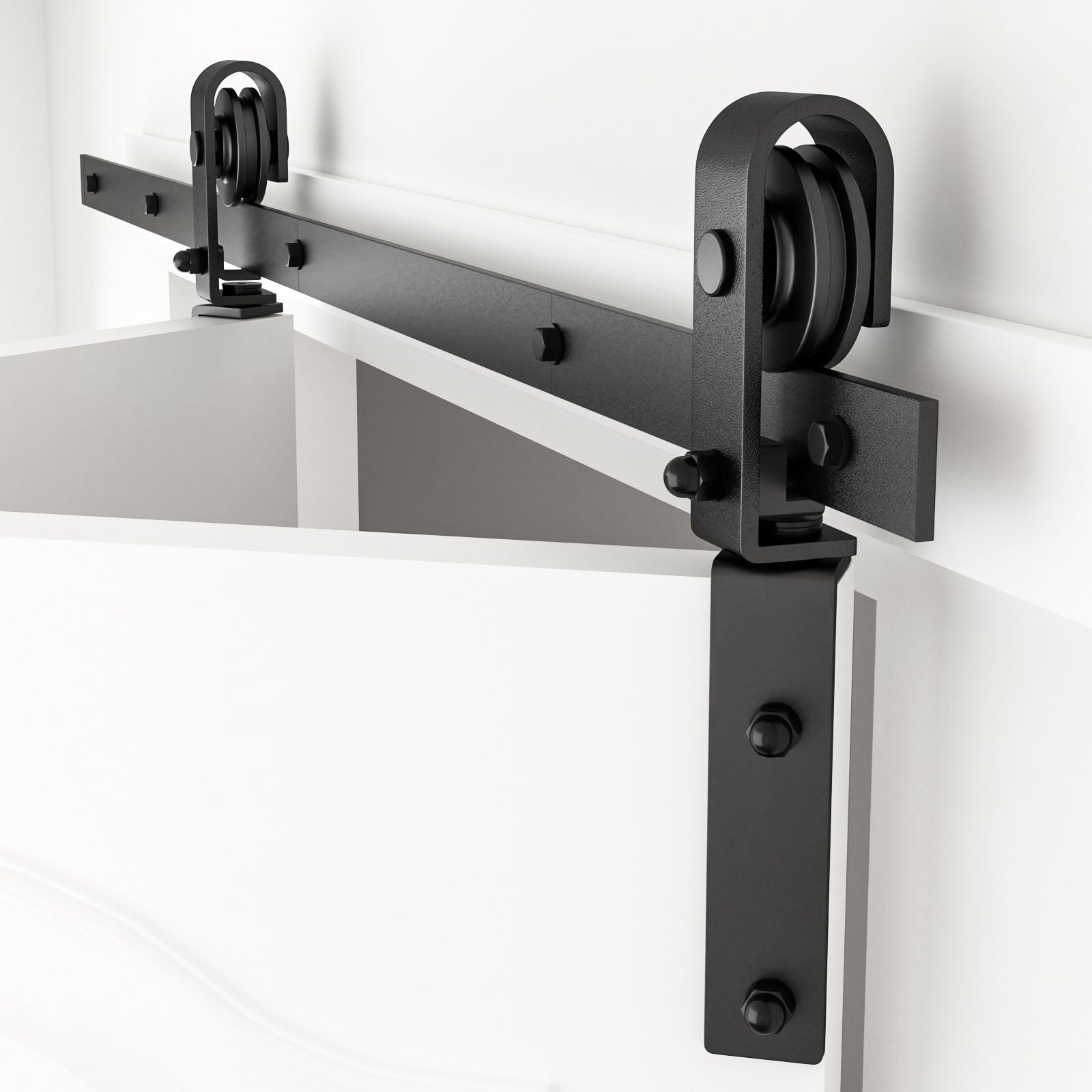 WINOVERCO Bifold Sliding Barn Door Hardware Track Kit,Side Mounted Black J Shape Roller,Smoothly and Quietly,Assembly Easy(Door Not Included)