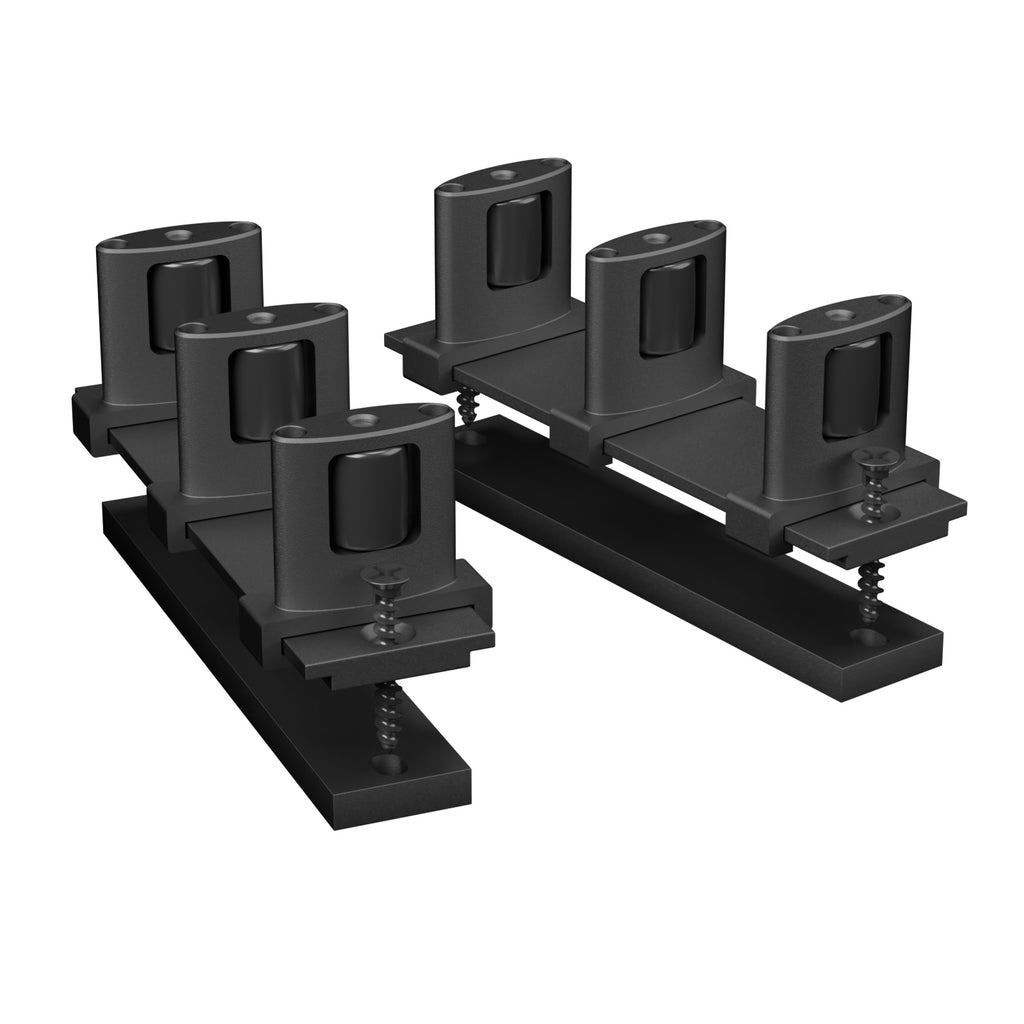 Sliding Closet Door Floor Guide with Riser Plate, Adjustable Bypass Door Guide, Upgraded 3-Roller Design – Black, 1 Pack