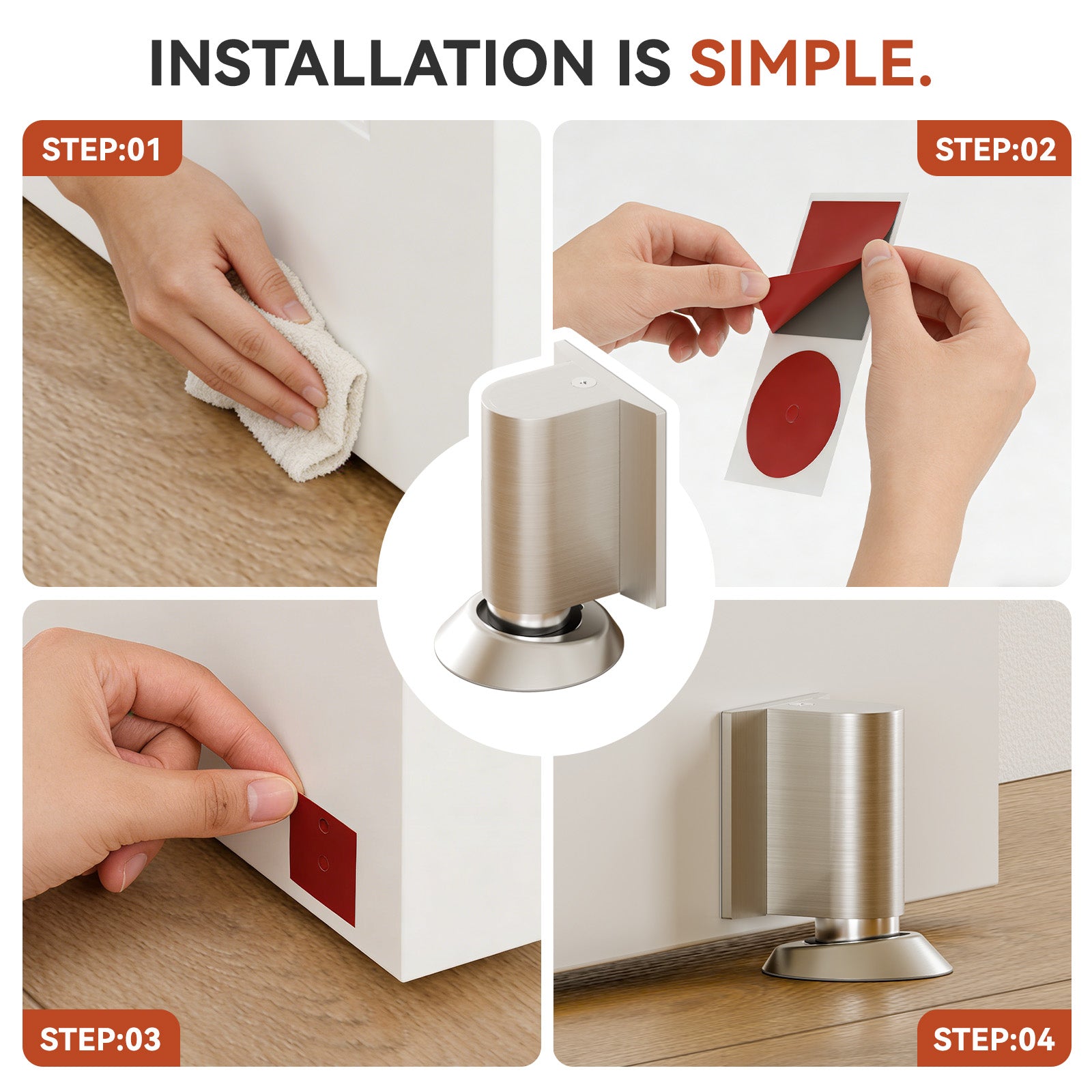 WINOVERCO Magnetic Door Stoppers Stainless Steel Door Stops for Wall and Floor Mounting Silver