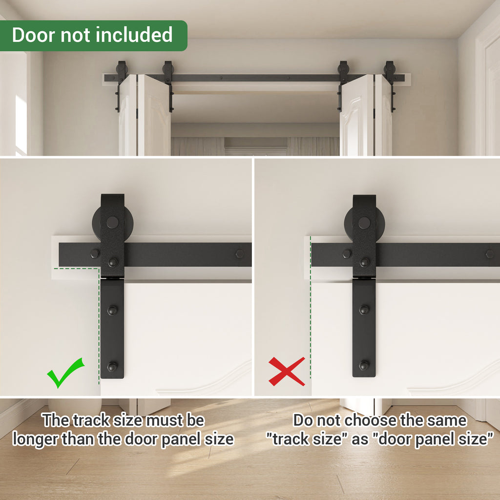 WINOVERCO Bifold Sliding Barn Door Hardware Track Kit,Side Mounted Black J Shape Roller,Smoothly and Quietly,Assembly Easy for 4 Doors(Door Not Included)