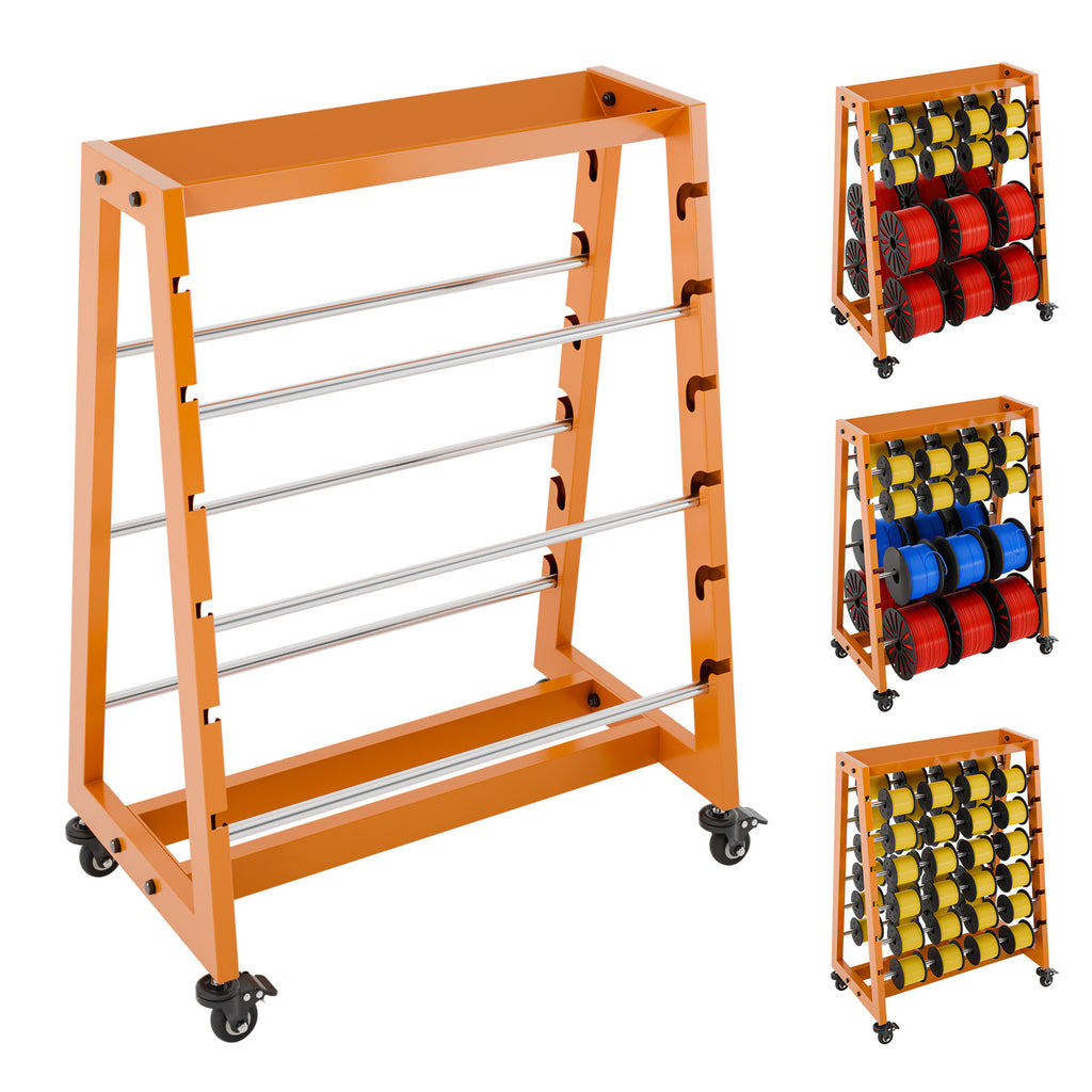 Wire Spool Rack with Tool Box, Heavy Duty 8-Rod Adjustable Cable Dispenser with Locking Wheels, 400LB Capacity Wire Holder Organizer for Electrical, Industrial and Retail Use
