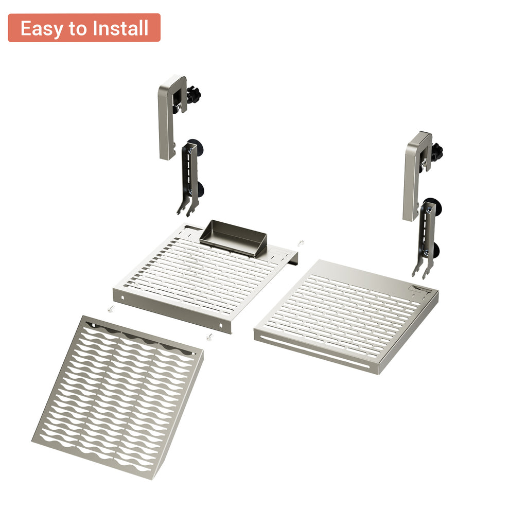 Turtle Basking Platform for Aquatic Turtles, 304 Stainless Steel Adjustable Turtle Dock & Turtle Ramp, Above Tank Turtle Platform for Aquarium, Fits 10"-18" Wide Tanks (10-75 Gallon)