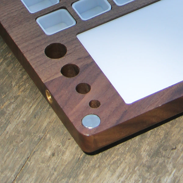 27 Grid Portable Black Walnut Wooden Watercolor Palette, Travel Paint Tray with Mixing Area & Brush Wash Canister, Detachable Grid for Multi-Paint, Brown (No Paint & Stand)