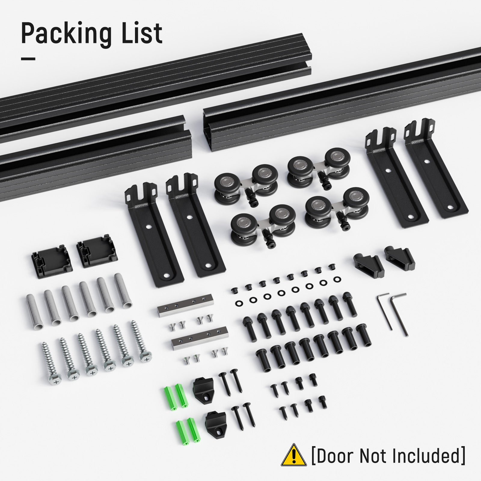 8FT/96'' Ceiling Mount Box Rail Barn Door Hardware Kit,Heavy Duty Aluminium Alloy Sliding Barn Door Track for Indoor/Outdoor,Max 330LBS Load for 1"-1.81" Thick Double Door (No Door)