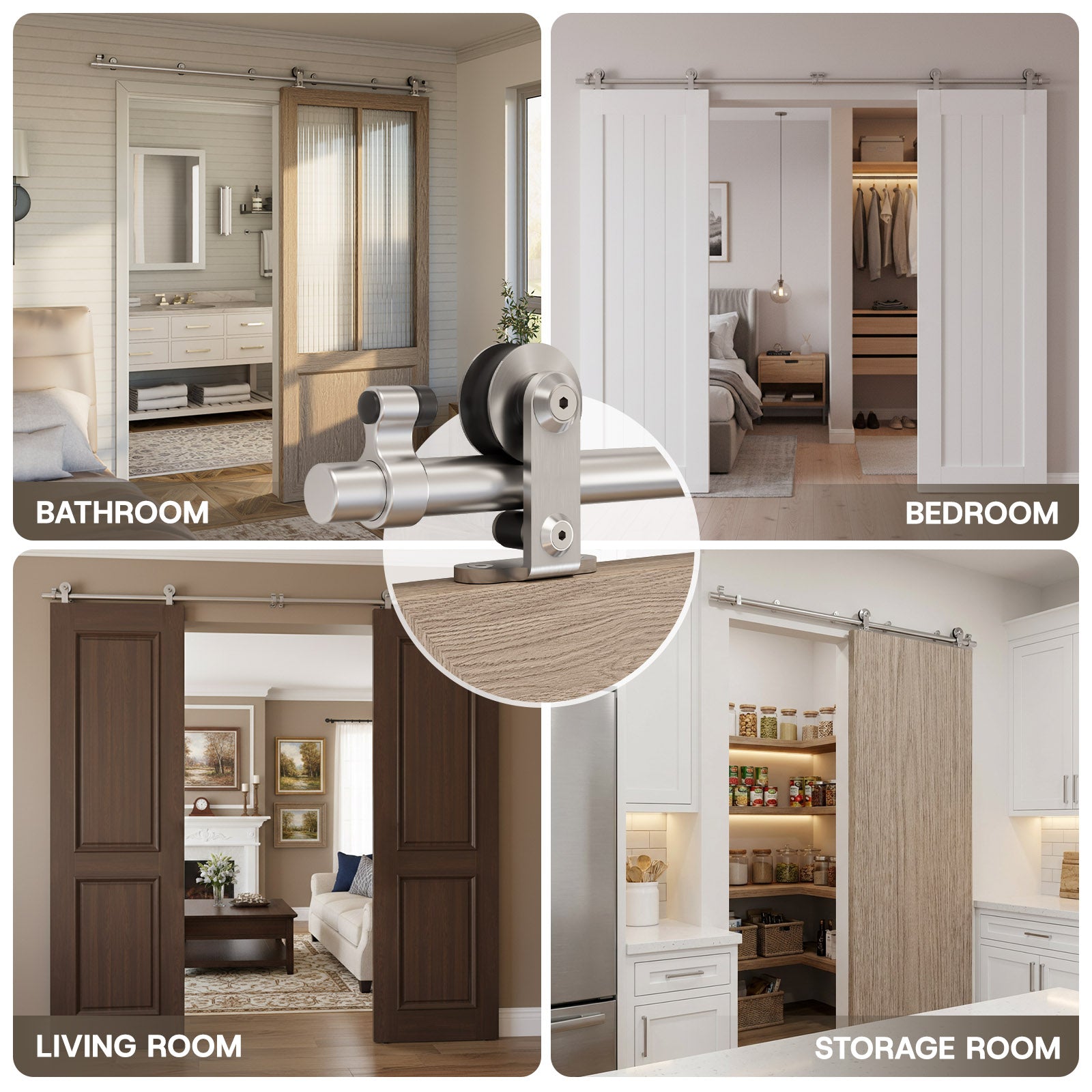 WINOVERCO Stainless Steel Barn Door Hardware Kit