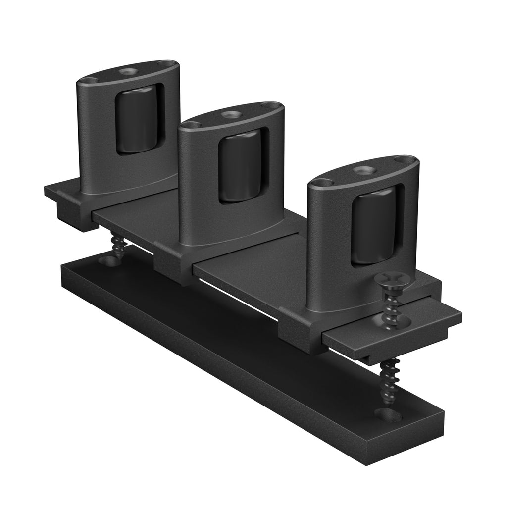 Sliding Closet Door Floor Guide with Riser Plate, Adjustable Bypass Door Guide, Upgraded 3-Roller Design – Black, 1 Pack