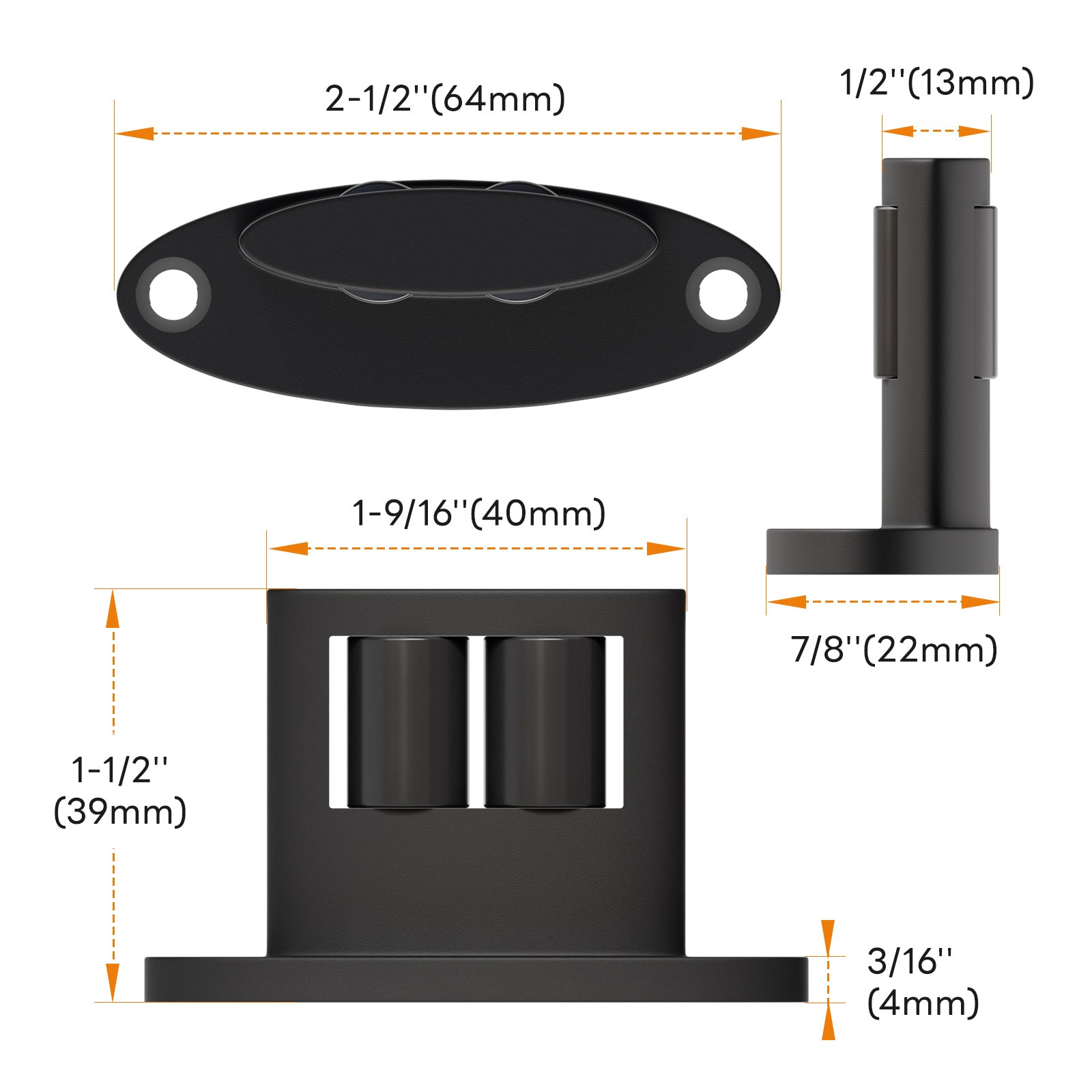 WINOVERCO 2Pack Sliding Barn Door Bottom Floor Guide,Double-Sided Roller Design,Smoothly and Quietly, Aluminum Alloy,Floor Mounted, Black