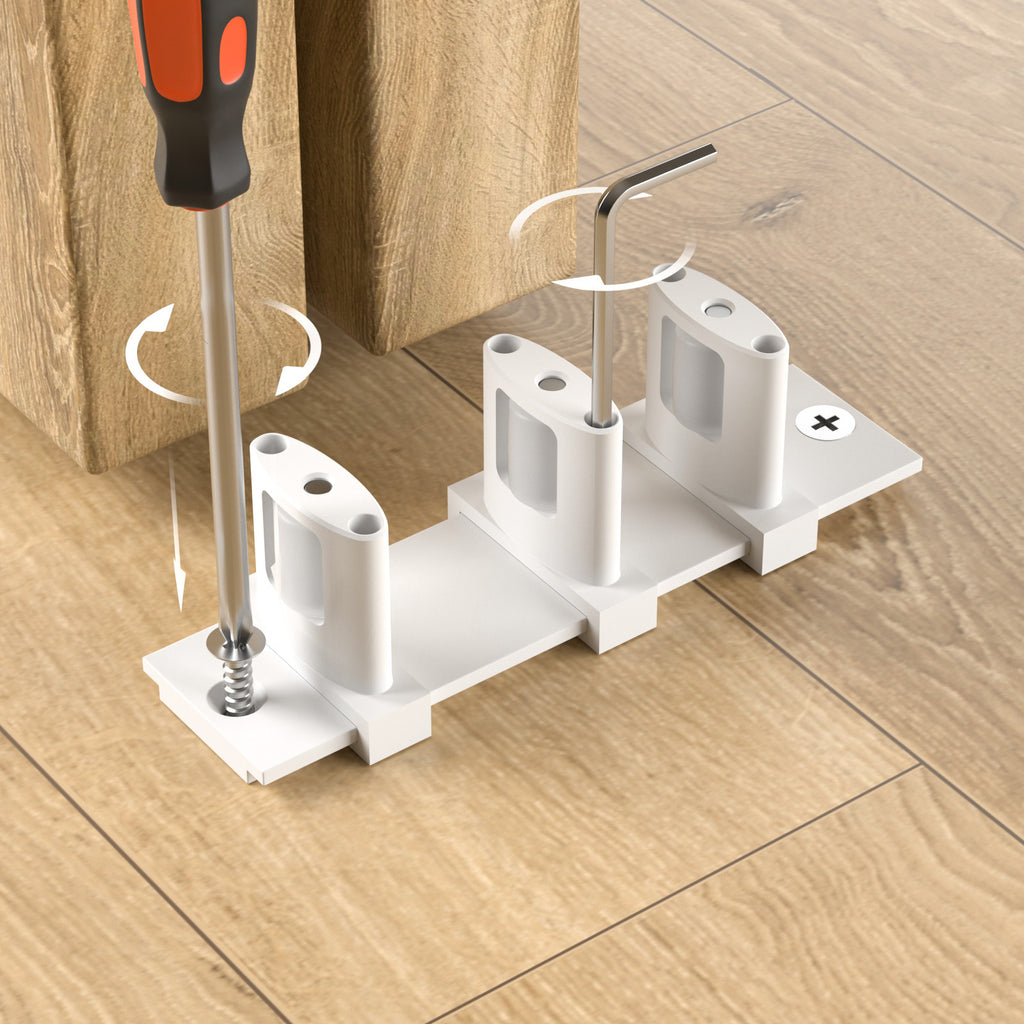 WINOVERCO Sliding Closet Door Floor Guide,Adjustable Bypass Door Guide for Floor,Update 3-Roller Design,White