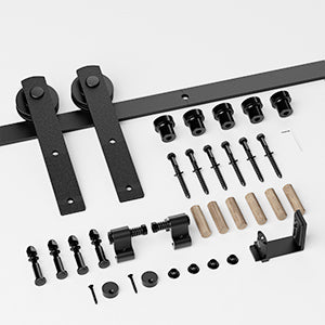 WINOVERCO Sliding Barn Door Hardware Kit with Adjustable U Shape Barn Door Floor Guide, Wall Mount Rail, Splicing Track Kit (Door not Included)
