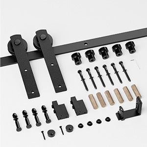 WINOVERCO Sliding Barn Door Hardware Kit with Adjustable U Shape Barn Door Floor Guide, Wall Mount Rail, Splicing Track Kit (Door not Included)
