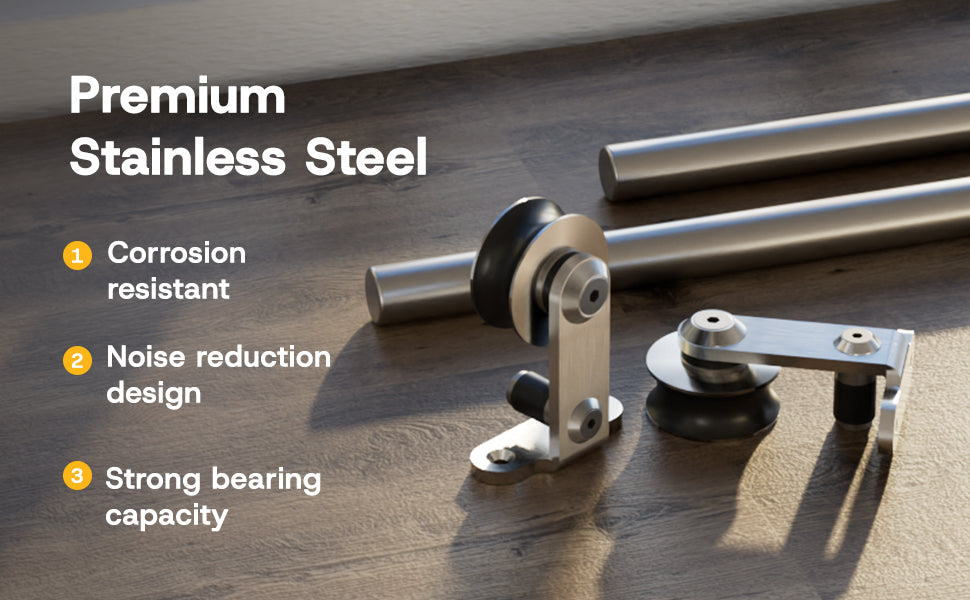 WINOVERCO Stainless Steel Barn Door Hardware Kit