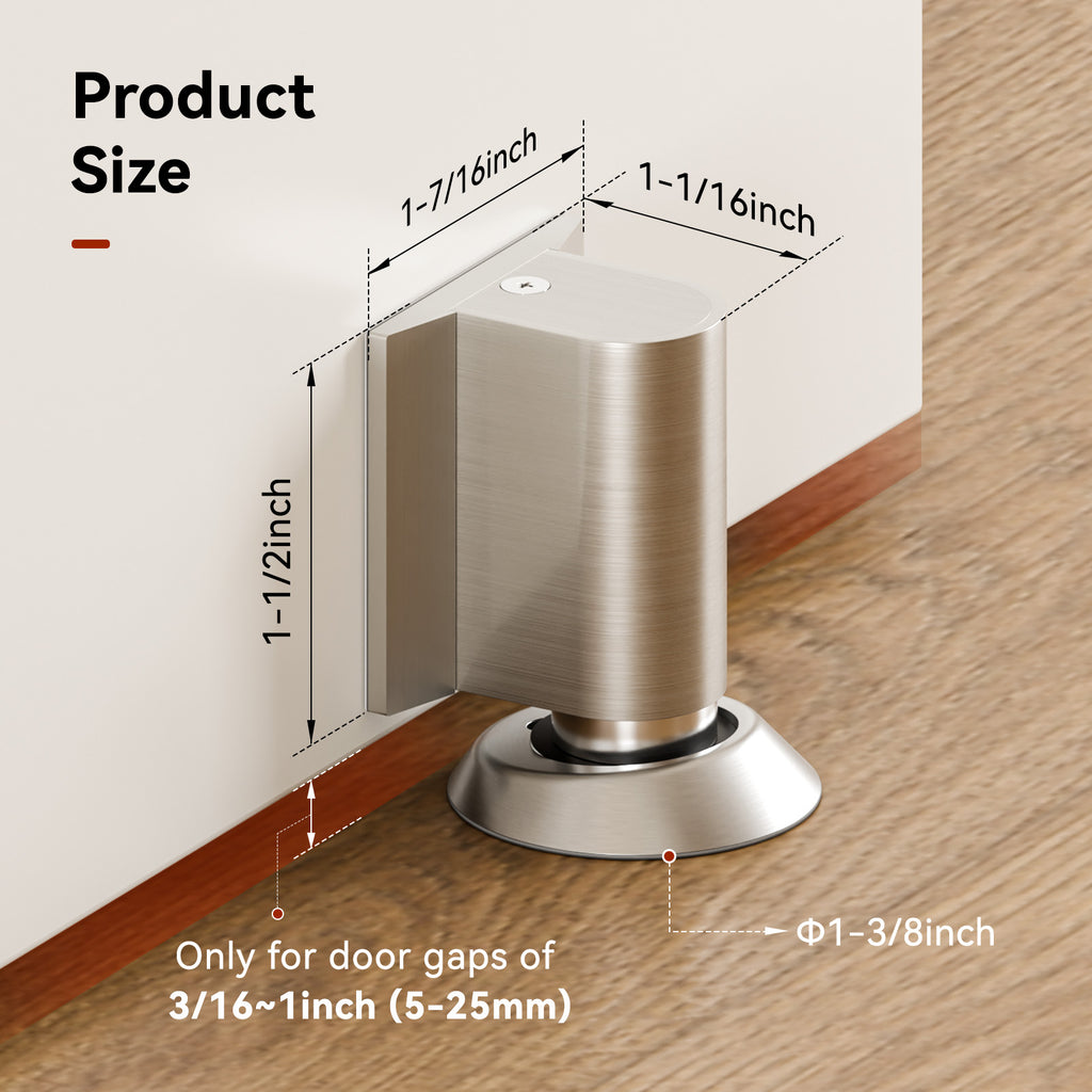 WINOVERCO Magnetic Door Stoppers Stainless Steel Door Stops for Wall and Floor Mounting Silver