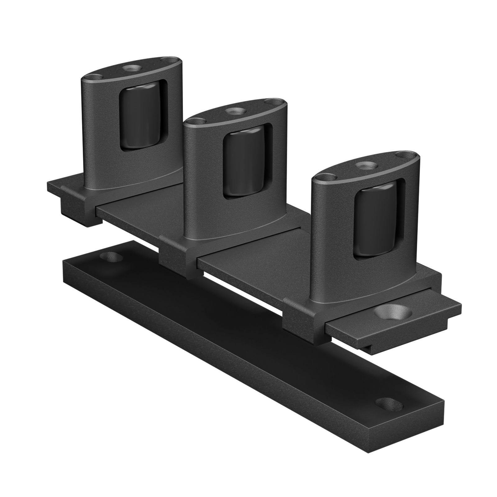 Sliding Closet Door Floor Guide with Riser Plate, Adjustable Bypass Door Guide, Upgraded 3-Roller Design – Black, 1 Pack