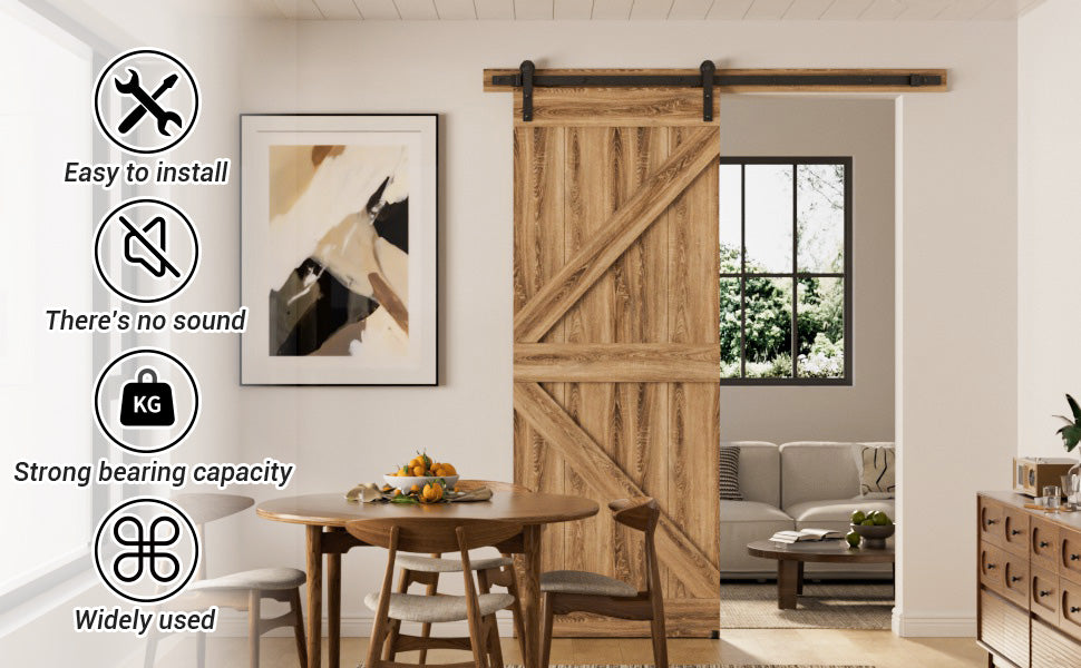 WINOVERCO Sliding Barn Door Hardware Kit with Adjustable U Shape Barn Door Floor Guide, Wall Mount Rail, Splicing Track Kit (Door not Included)