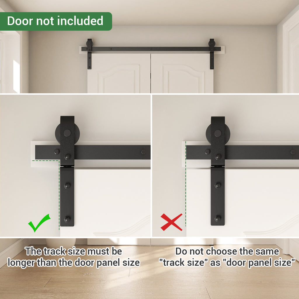 WINOVERCO Bifold Sliding Barn Door Hardware Track Kit,Side Mounted Black J Shape Roller,Smoothly and Quietly,Assembly Easy(Door Not Included)