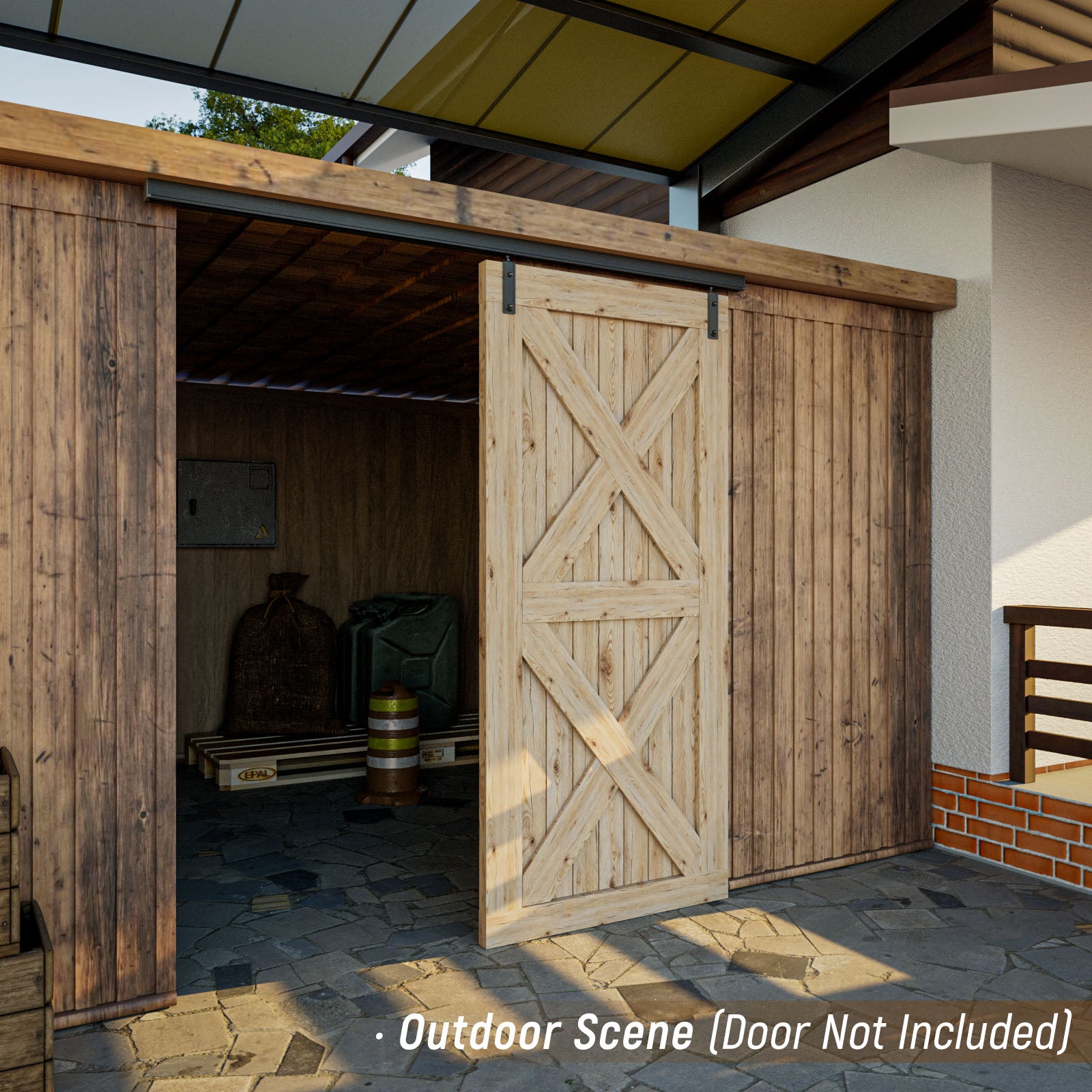 8FT/96'' Ceiling Mount Box Rail Barn Door Hardware Kit,Heavy Duty Aluminium Alloy Sliding Barn Door Track for Indoor/Outdoor,Max 330LBS Load for 1"-1.81" Thick Single Door (No Door)