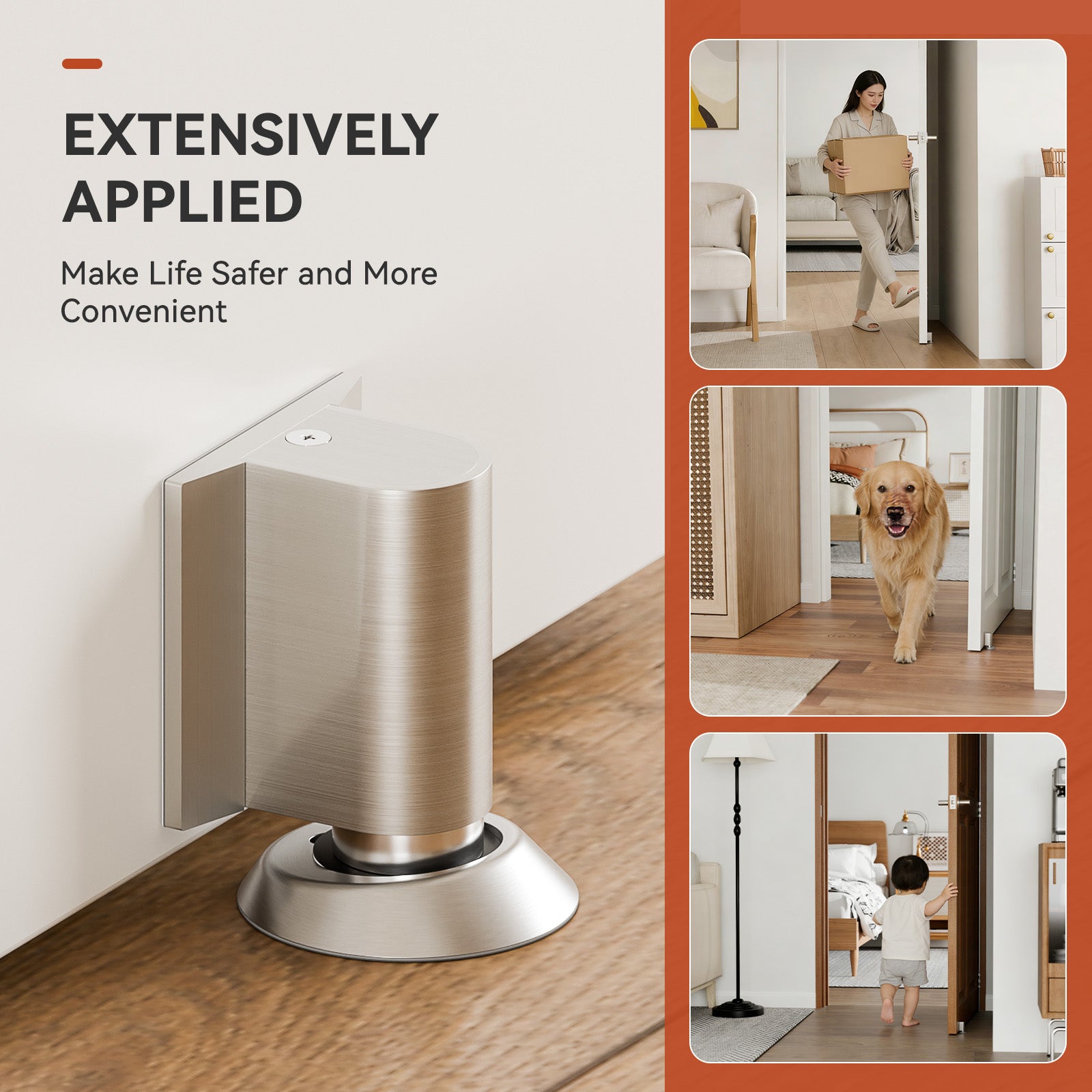 WINOVERCO Magnetic Door Stoppers Stainless Steel Door Stops for Wall and Floor Mounting Silver