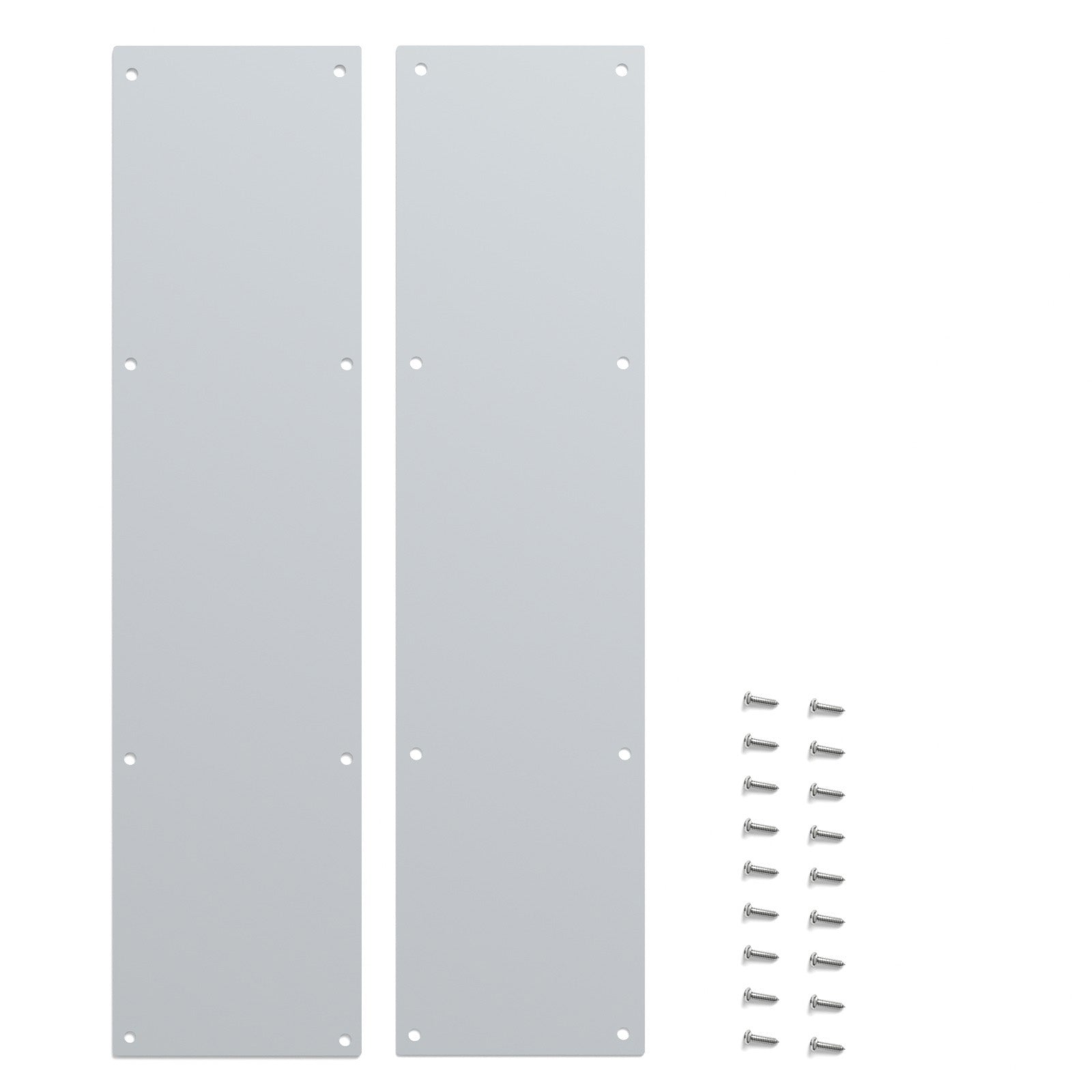 Door Push Plate, 2 Pack Metal Kickplate for Bottom of Door,4x16 inch Anti Scratch Door Protector Rounded Corners for Interior Exterior Doors Galvanized Iron Sheet Silver