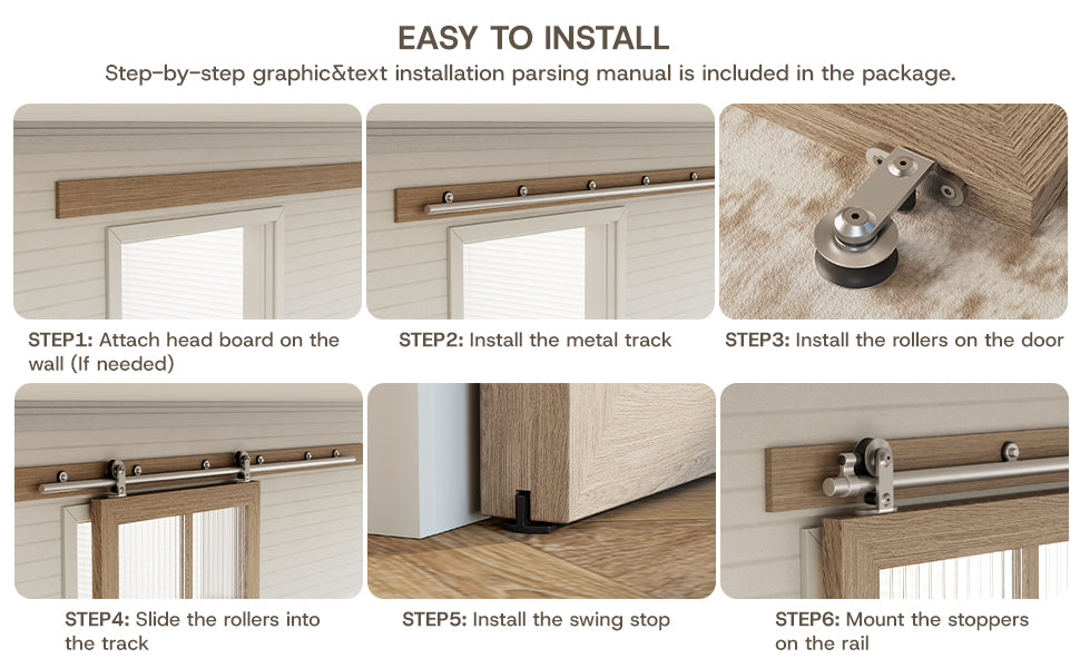 WINOVERCO Stainless Steel Barn Door Hardware Kit