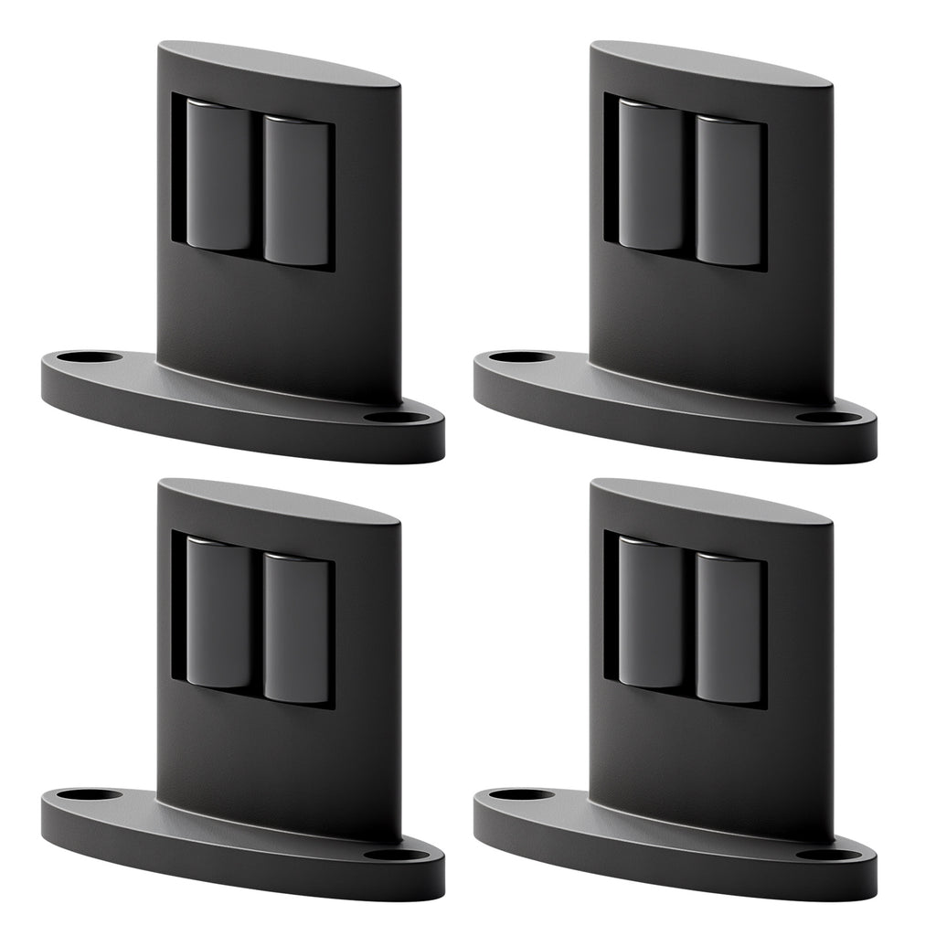 WINOVERCO 4Pack Sliding Barn Door Bottom Floor Guide,Double-Sided Roller Design,Smoothly and Quietly, Aluminum Alloy,Floor Mounted, Black
