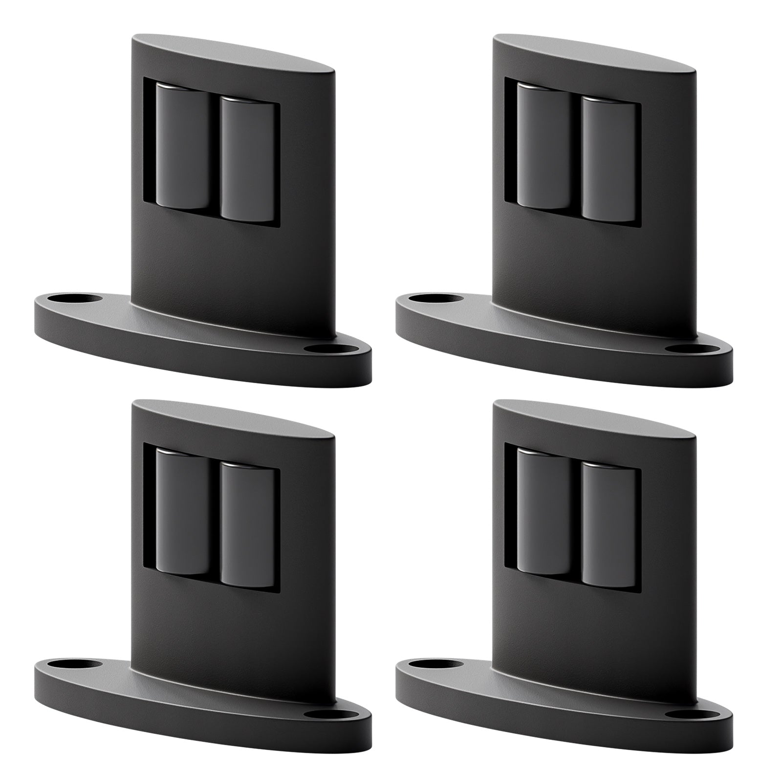 WINOVERCO 4Pack Sliding Barn Door Bottom Floor Guide,Double-Sided Roller Design,Smoothly and Quietly, Aluminum Alloy,Floor Mounted, Black