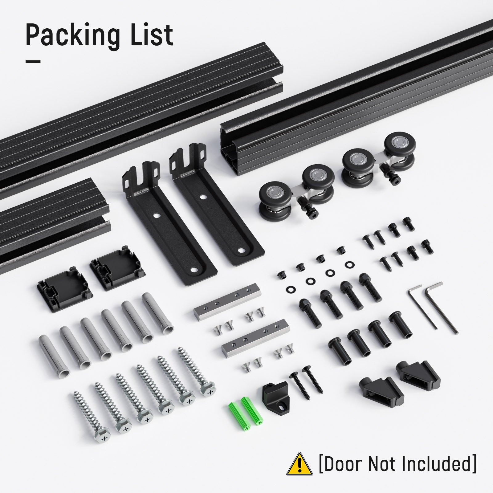 6FT/72'' Ceiling Mount Box Rail Barn Door Hardware Kit,Heavy Duty Aluminium Alloy Sliding Barn Door Track for Indoor/Outdoor,Max 330LBS Load for 1"-1.81" Thick Single Door (No Door)