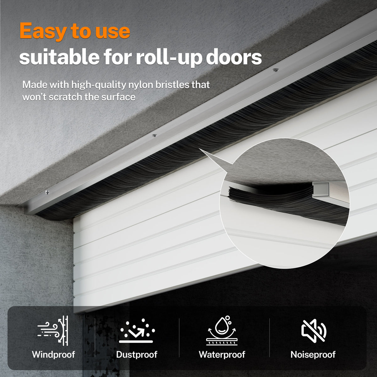 WINOVERCO 3" Roll Up Garage Door Brush Seal for Top