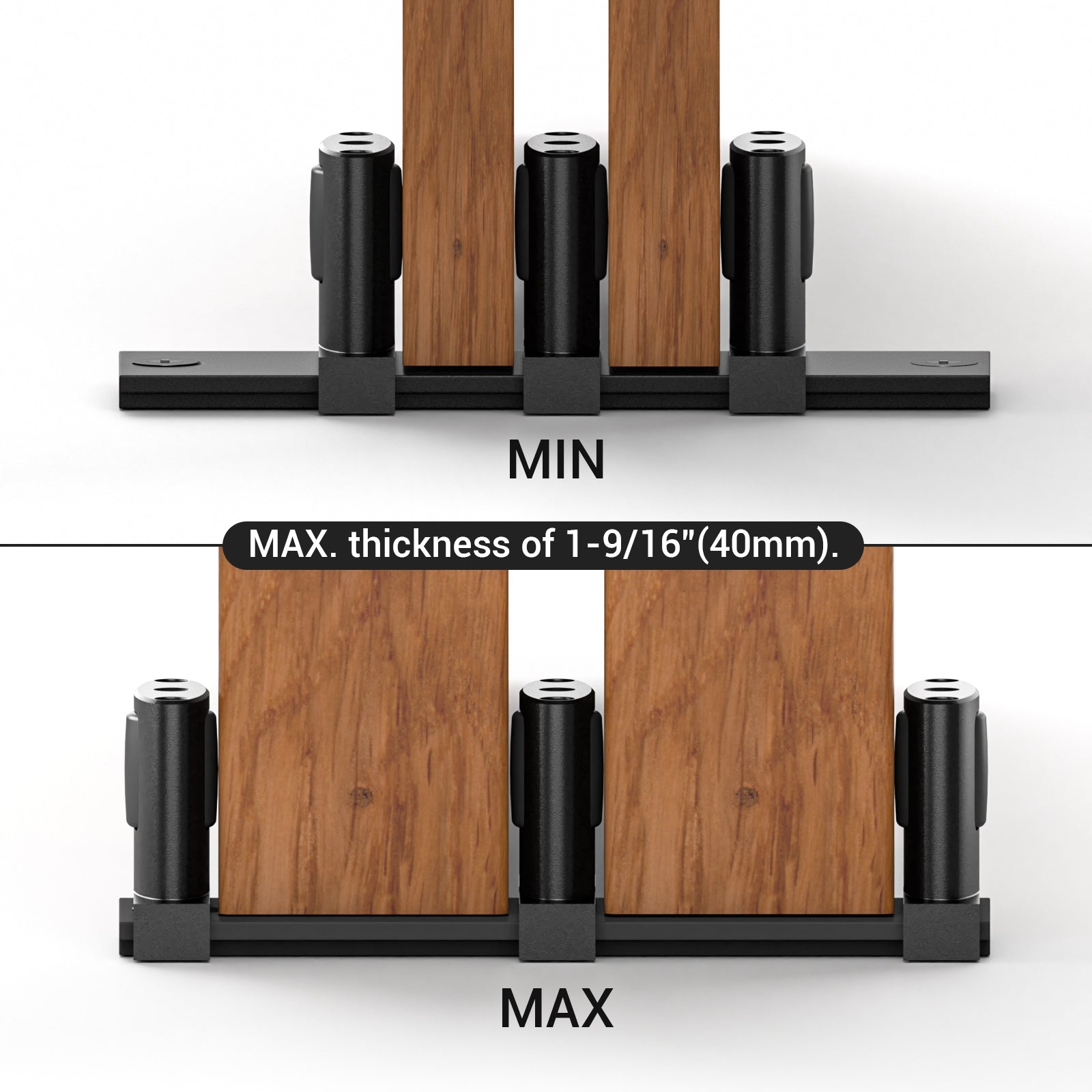 WINOVERCO Sliding Closet Door Floor Guide,Adjustable Bypass Door Guide for Floor,Update 3-Roller Design,Black