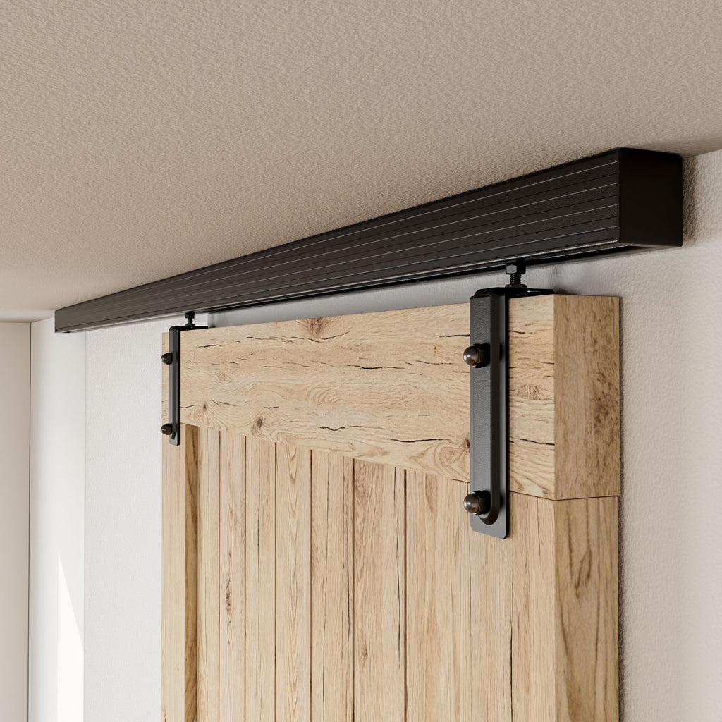 6FT/72'' Ceiling Mount Box Rail Barn Door Hardware Kit,Heavy Duty Aluminium Alloy Sliding Barn Door Track for Indoor/Outdoor,Max 330LBS Load for 1"-1.81" Thick Single Door (No Door)