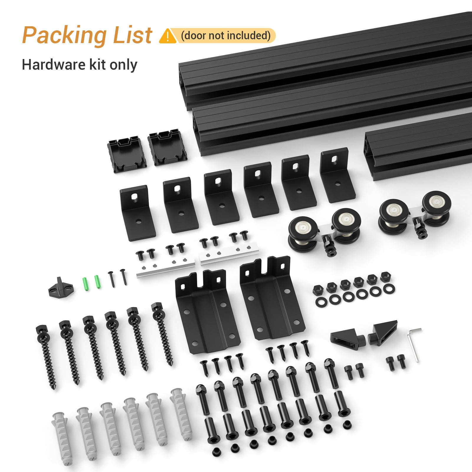 6FT/72'' Exterior Sliding Barn Door Hardware Kit, Box Rail Track,Heavy Duty Aluminium Alloy Wall Mount Kit for Indoor/Outdoor Single Door Use(NO Door)
