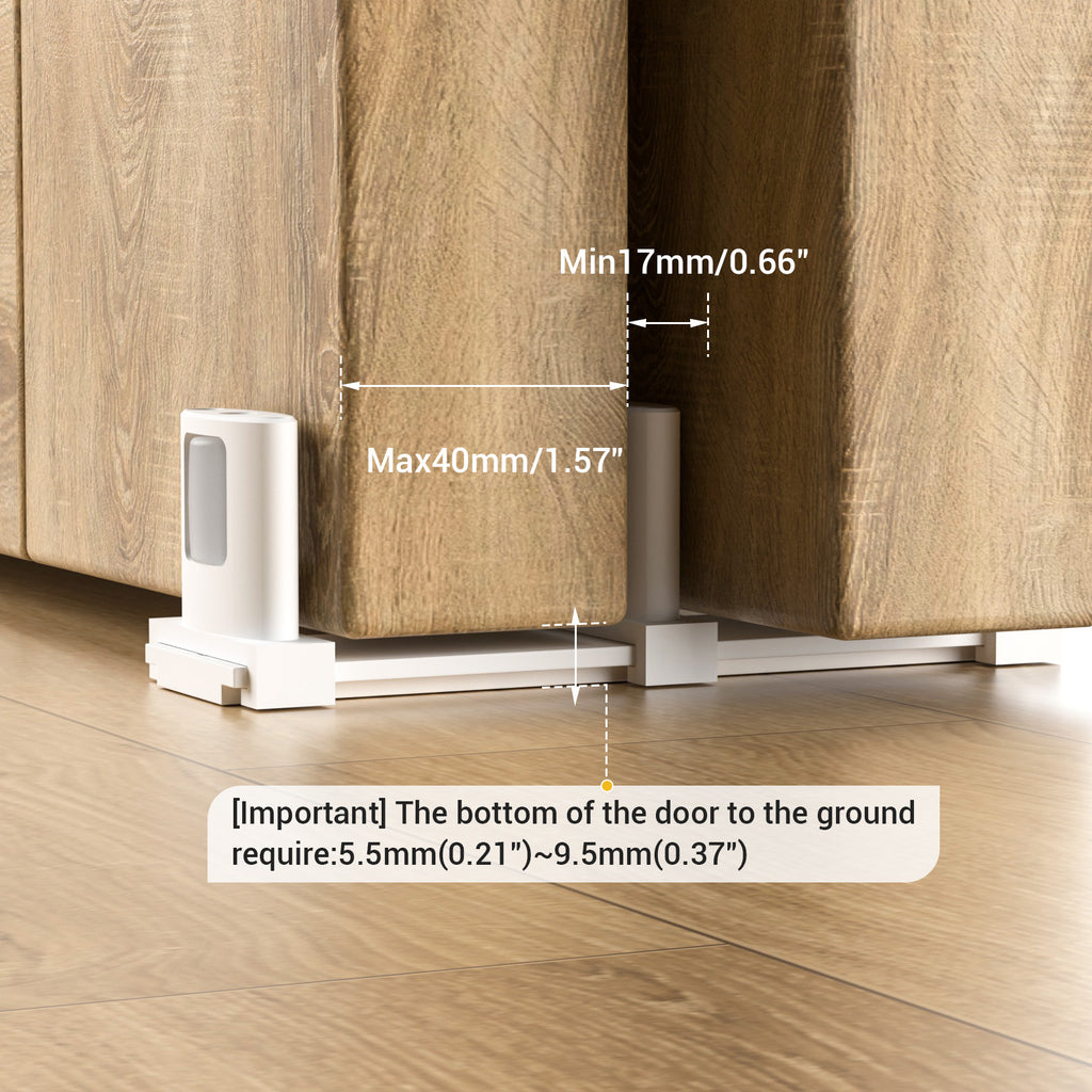 WINOVERCO Sliding Closet Door Floor Guide,Adjustable Bypass Door Guide for Floor,Update 3-Roller Design,White