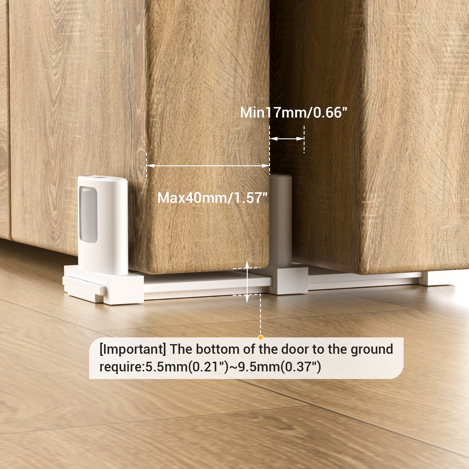 WINOVERCO Sliding Closet Door Floor Guide,Adjustable Bypass Door Guide for Floor,Update 3-Roller Design,White