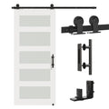 WINOVERCO Barn Door Hardware kit(Whole Set Include Sliding Barn Door Track Kit & Barn Door Handle & Floor Guide) -Heavy Duty